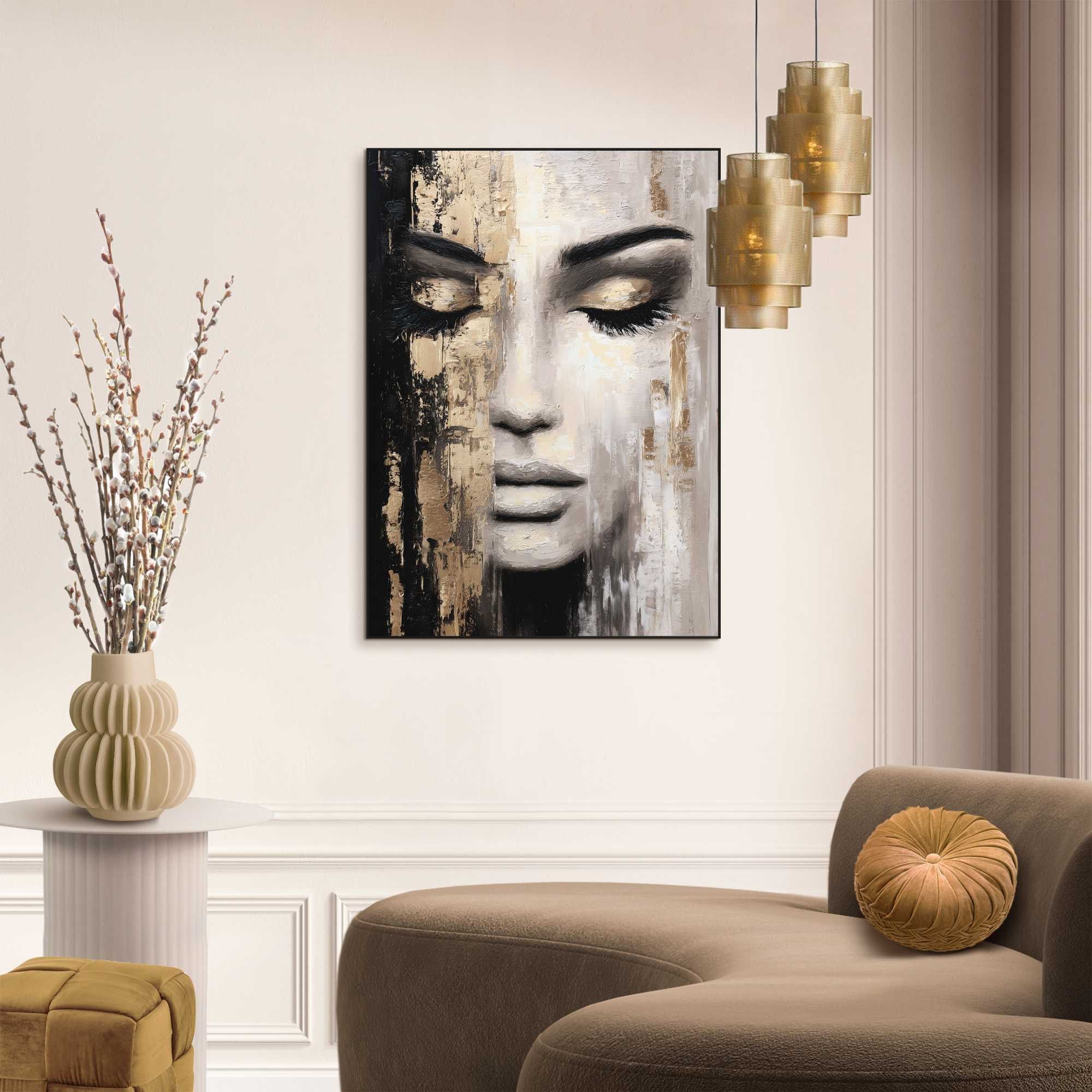 Image of Reinders Bild mit Rahmen "Frauenporträt" Menschen 1 Stk. tlg. Wohnzimmer - Schwarz-Weiss - MDF - Frauen - 50x70 cm