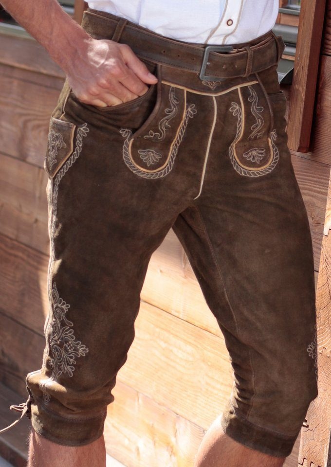 Image of MarJo Trachtenlederhose »Herren«, (2 tlg., mit Gürtel), mit traditioneller Stickerei bei Ackermann Versand Schweiz