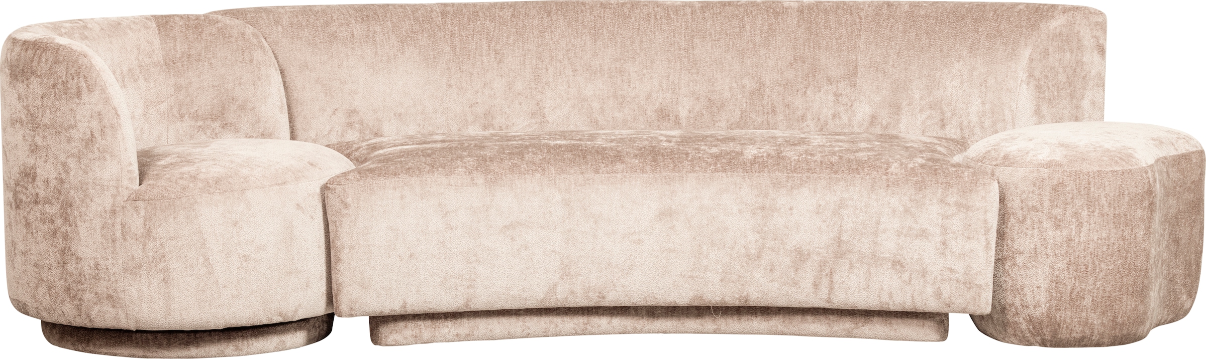 WOOOD Loungesofa »Combi Popular Chenille-Bezug organische Form H 72 x B 290 x T 97 cm« mit Sessel und Pouf, Maximale Verschleissfestigkeit, Tragkraft 400 kg