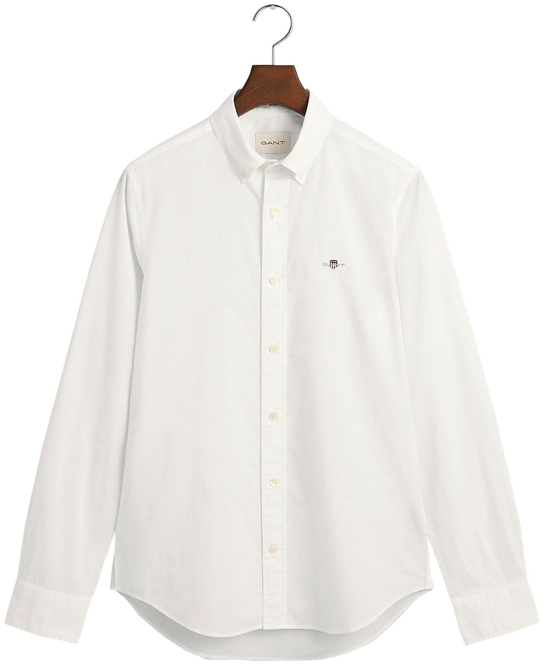 Gant Langarmhemd »Slim Fit Popeline Hemd leichte Baumwolle strapazierfähig pflegeleicht«, mit klassischer Logostickerei auf der Brust