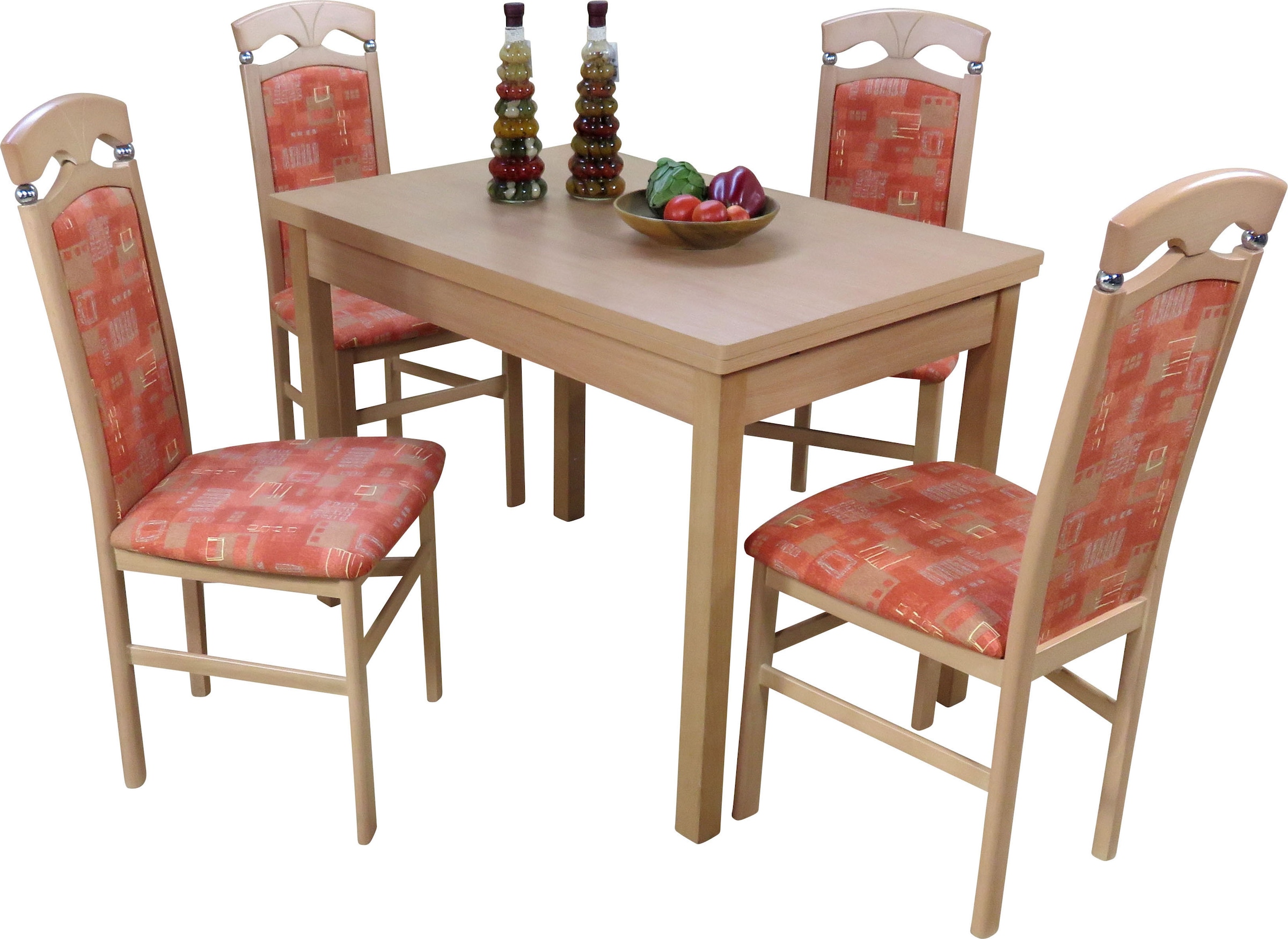 Image of HOFMANN LIVING AND MORE Essgruppe "Anthony" Spar-Set, 1 Tisch, 4 Stühle, 5 Stk. tlg. Stuhlgestell und Tischbeine aus Massivholz, Tisch mit 2 Ansteckplatten