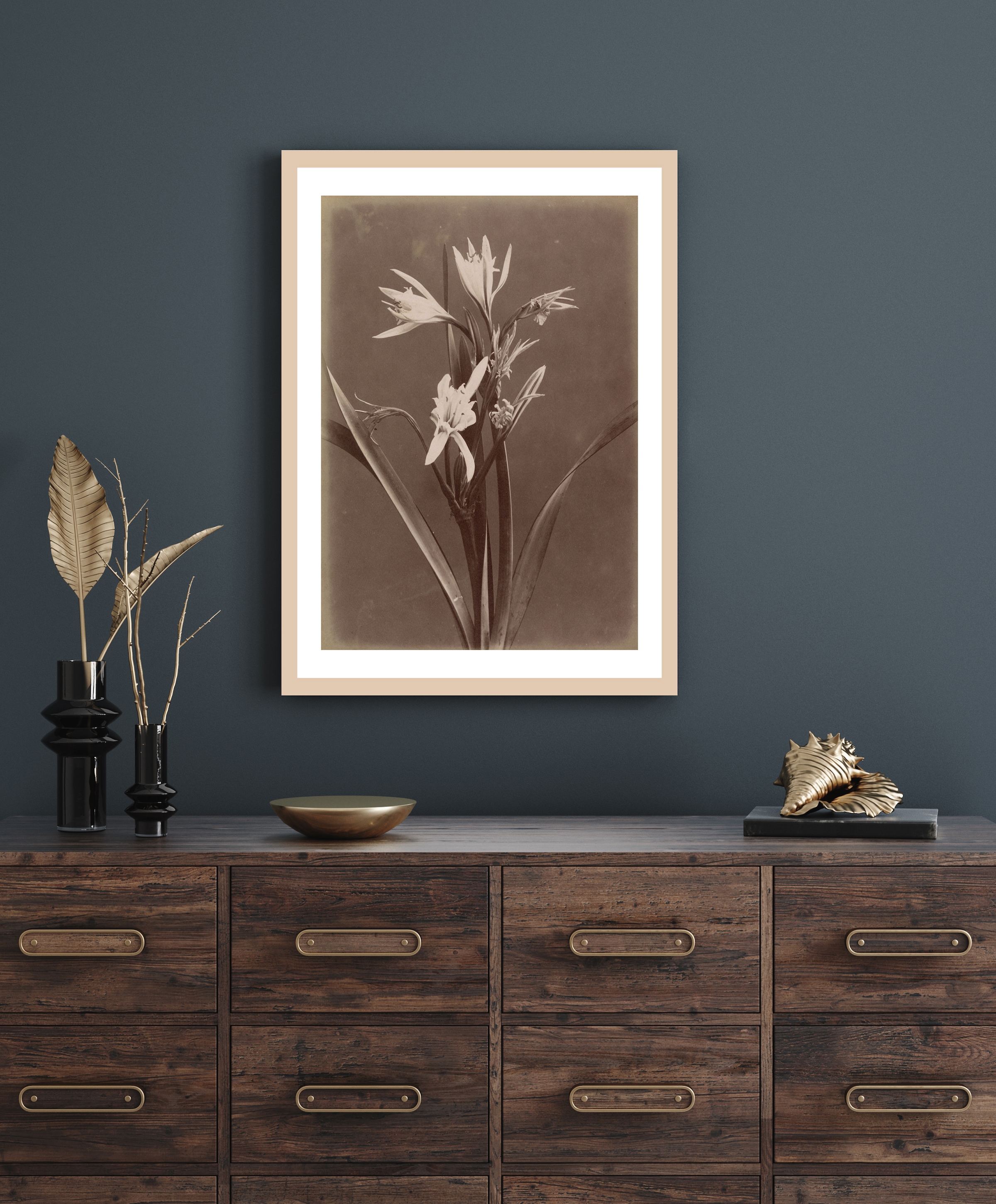 Image of queence Bild mit Rahmen "Marlies" Pflanze Premium Rahmenbild