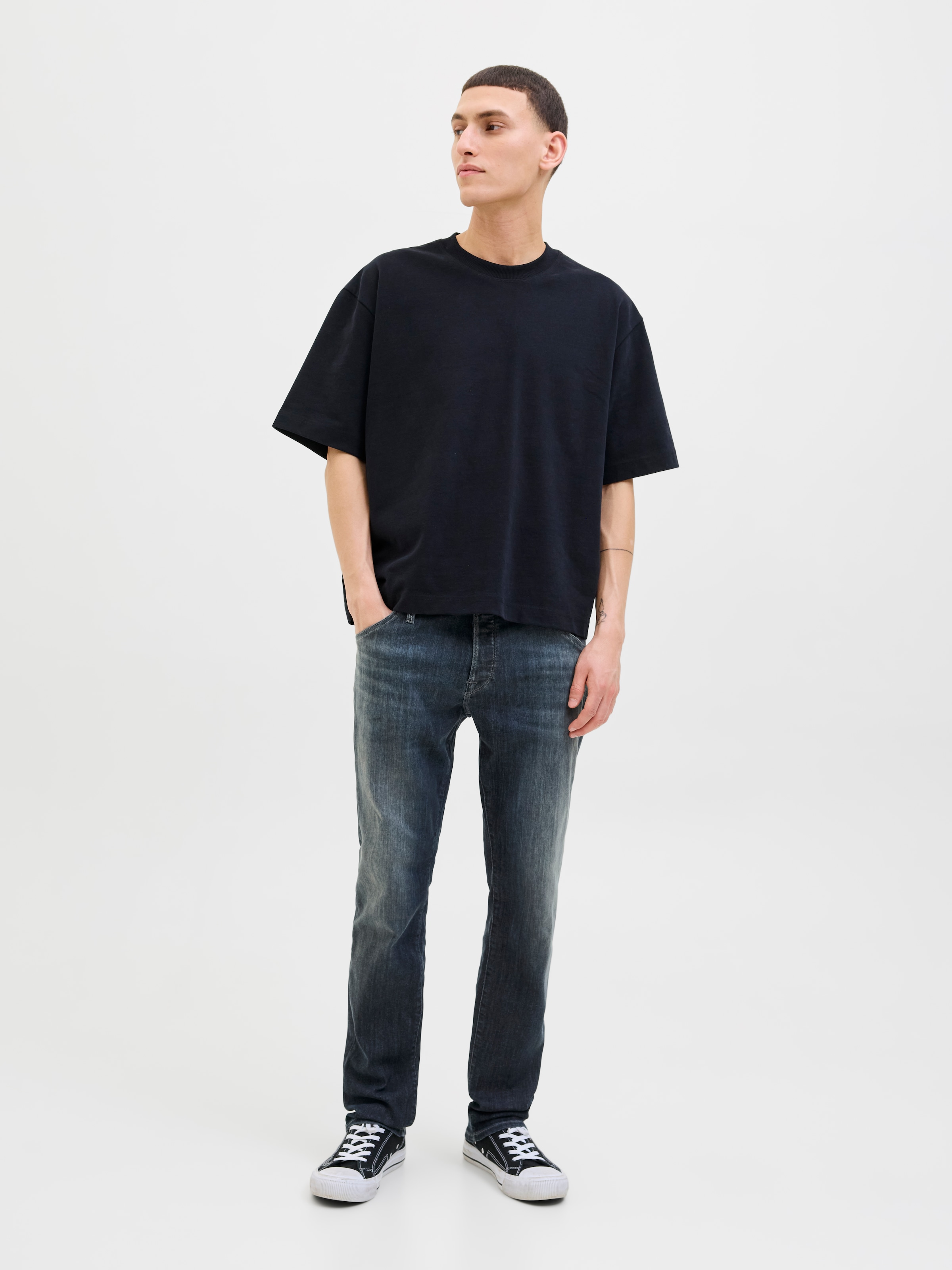 Jack & Jones Slim-fit-Jeans »JJIGLENN – Jeans mit Stretch, niedriger Leibhöhe und Taschen«, used, modisch, slim fit, Denim/Jeans