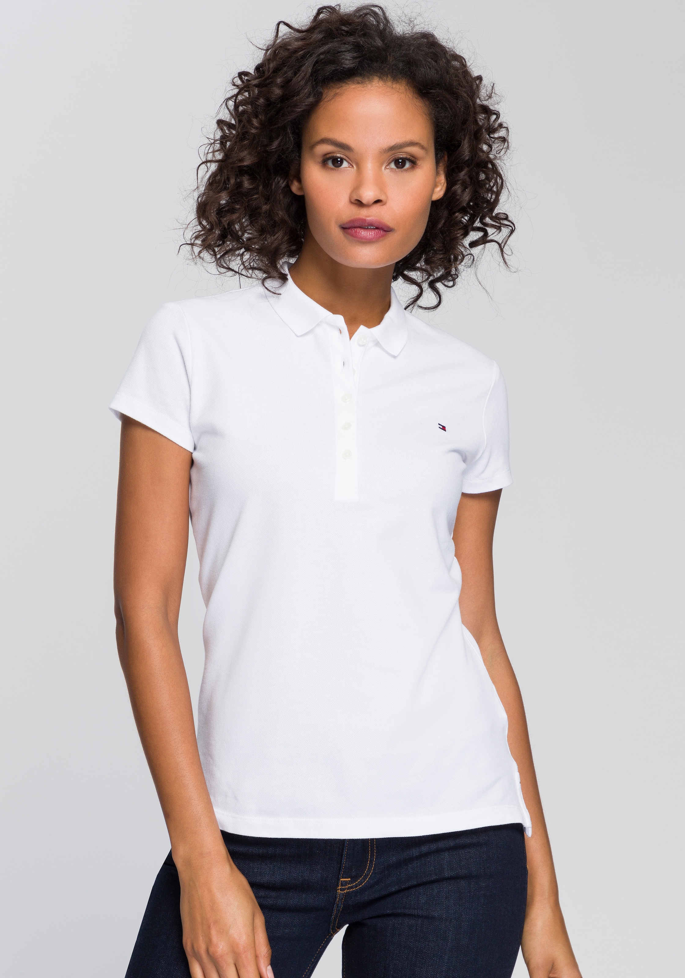 Image of Tommy Hilfiger Poloshirt »HERITAGE SHORT SLEEVE SLIM POLO«, mit Tommy Hilfiger Logo-Flag auf der Brust bei Ackermann Versand Schweiz