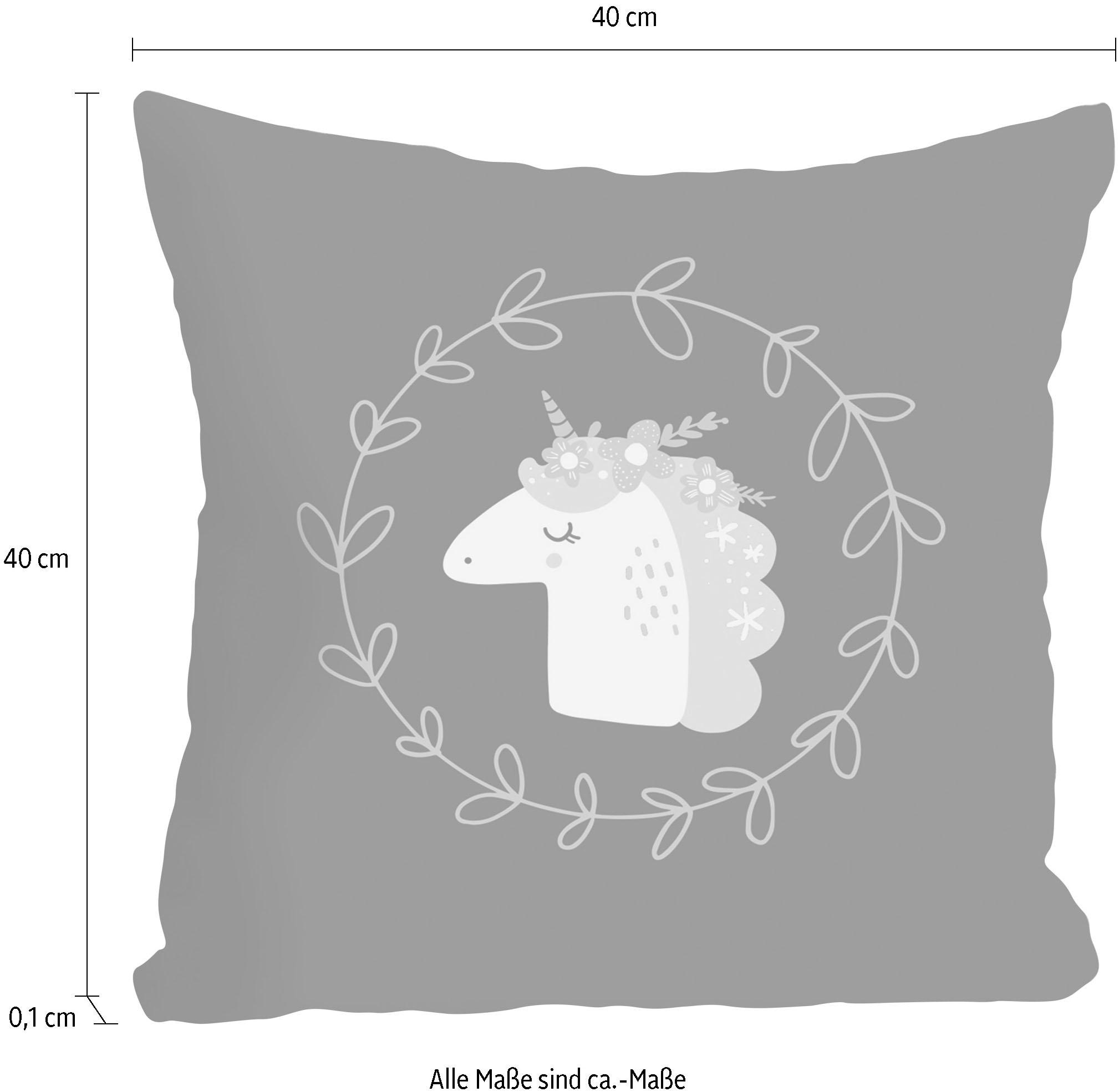 Trendige queence Dekokissen Kissenhülle »»Einhorn««, Füllung, Stück Mindestbestellwert versandkostenfrei ohne - 1 bestellen ohne
