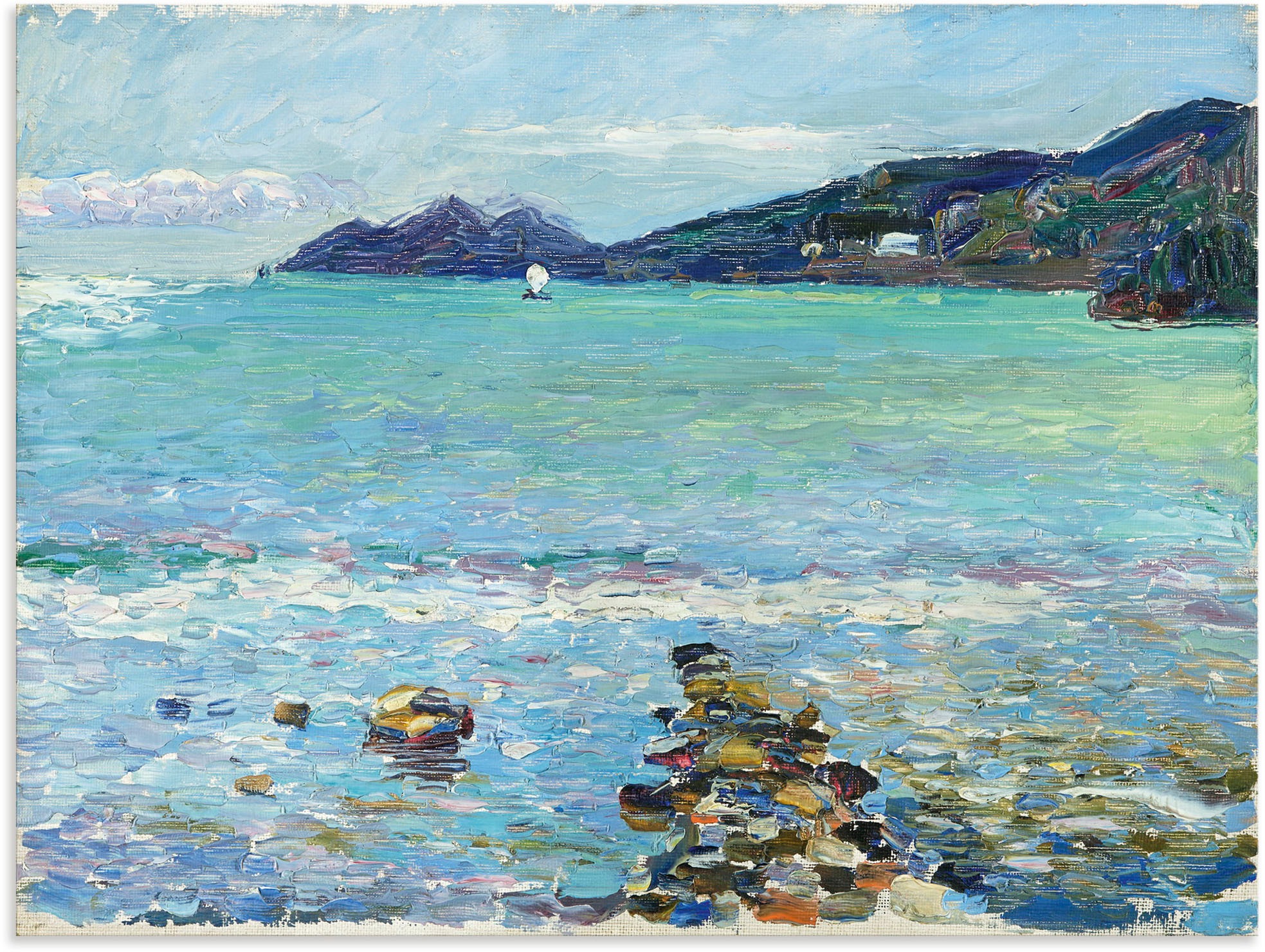 Image of Artland Wandbild »Rapallo, Blick auf Portofino. Um 1906«, Meer Bilder, (1 St.), in vielen Grössen & Produktarten - Alubild / Outdoorbild für den Aussenbereich, Leinwandbild, Poster, Wandaufkleber / Wandtattoo auch für Badezimmer geeignet bei Ackermann Ver