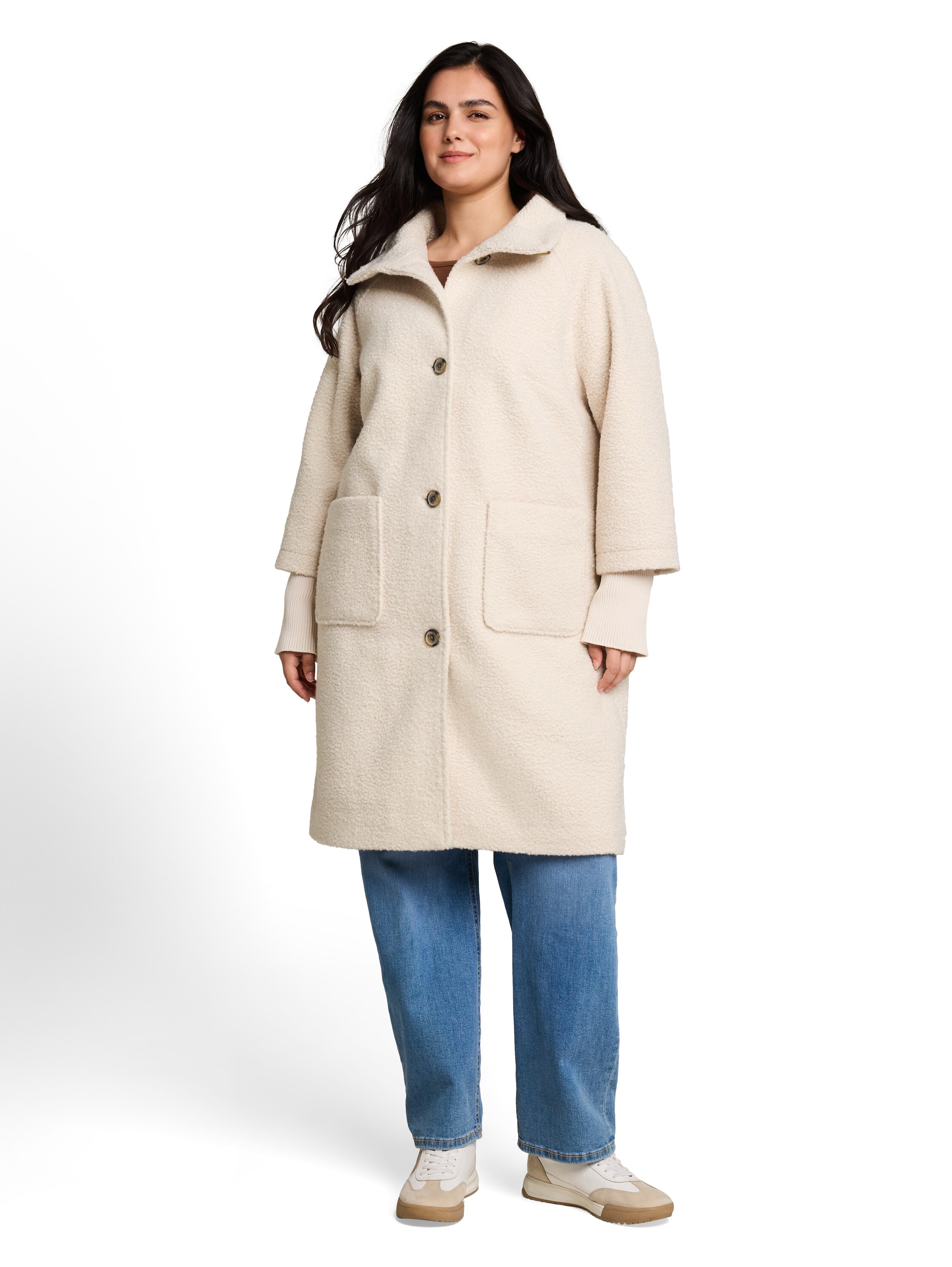 TOM TAILOR PLUS Manteau long Manteau d'hiver / peluche teddy / avec patte de boutonnage et col montant