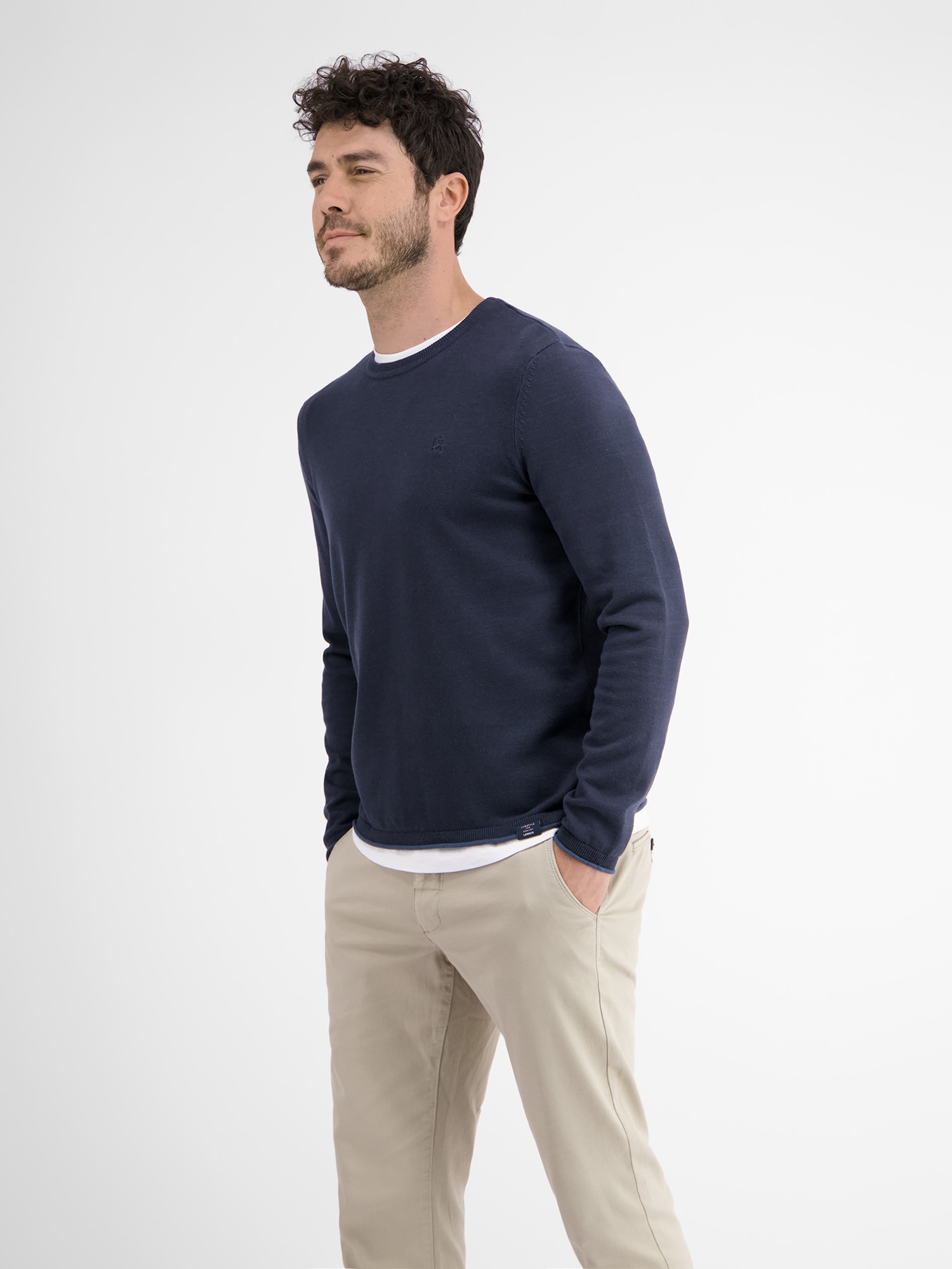 LERROS Strickpullover »Rundhalspullover, Flachstrick«