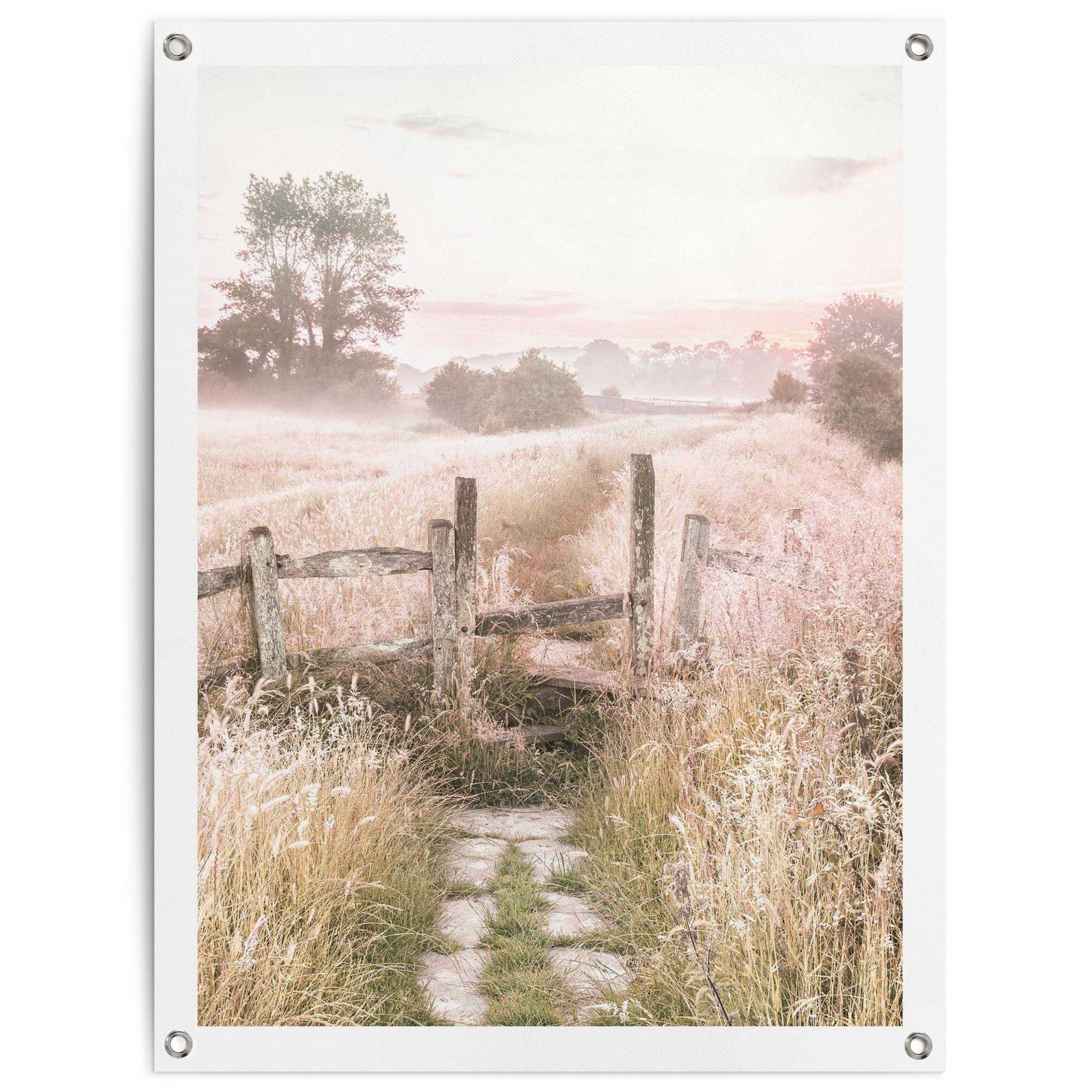 Image of Reinders Poster "Nature Walk" Garten - Landschaft - Landleben - Sommer - Neblig - Beige - Leinwand