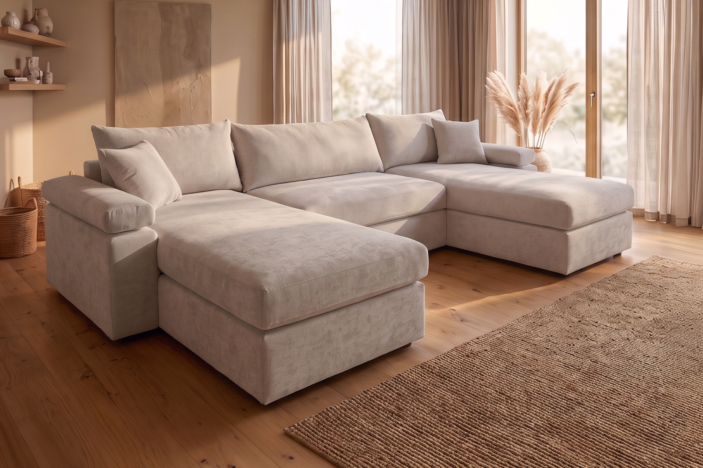 Image of GOODproduct Wohnlandschaft "Cosy U-Form, B: 309 cm, XXL-Wohnlandschaft mit Federkern" 2 Zierkissen, Mega-Sofa, Cord oder Struktur weich, Kaltschaumauflage