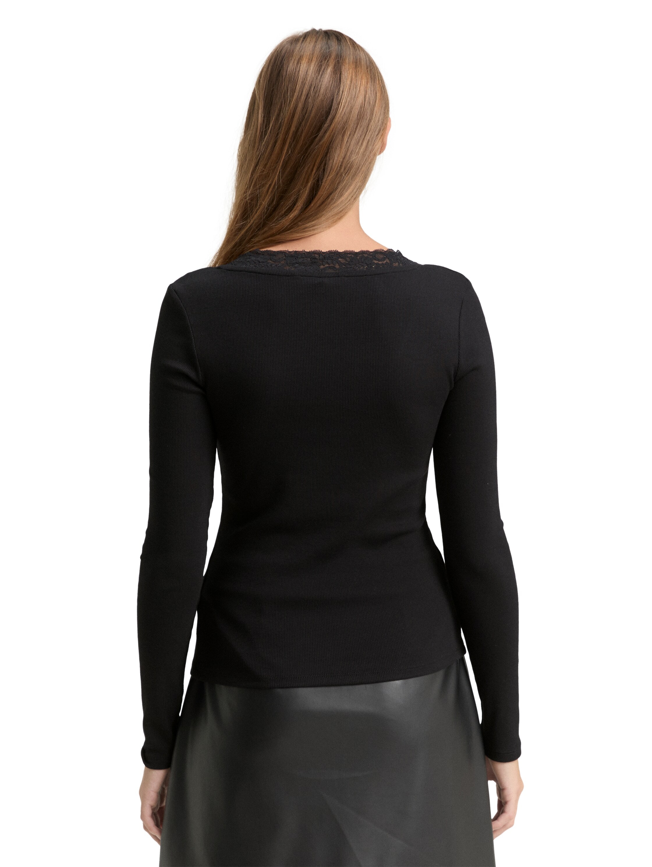 TOM TAILOR Denim T-shirt à manches longues mit Spitzen-Detail