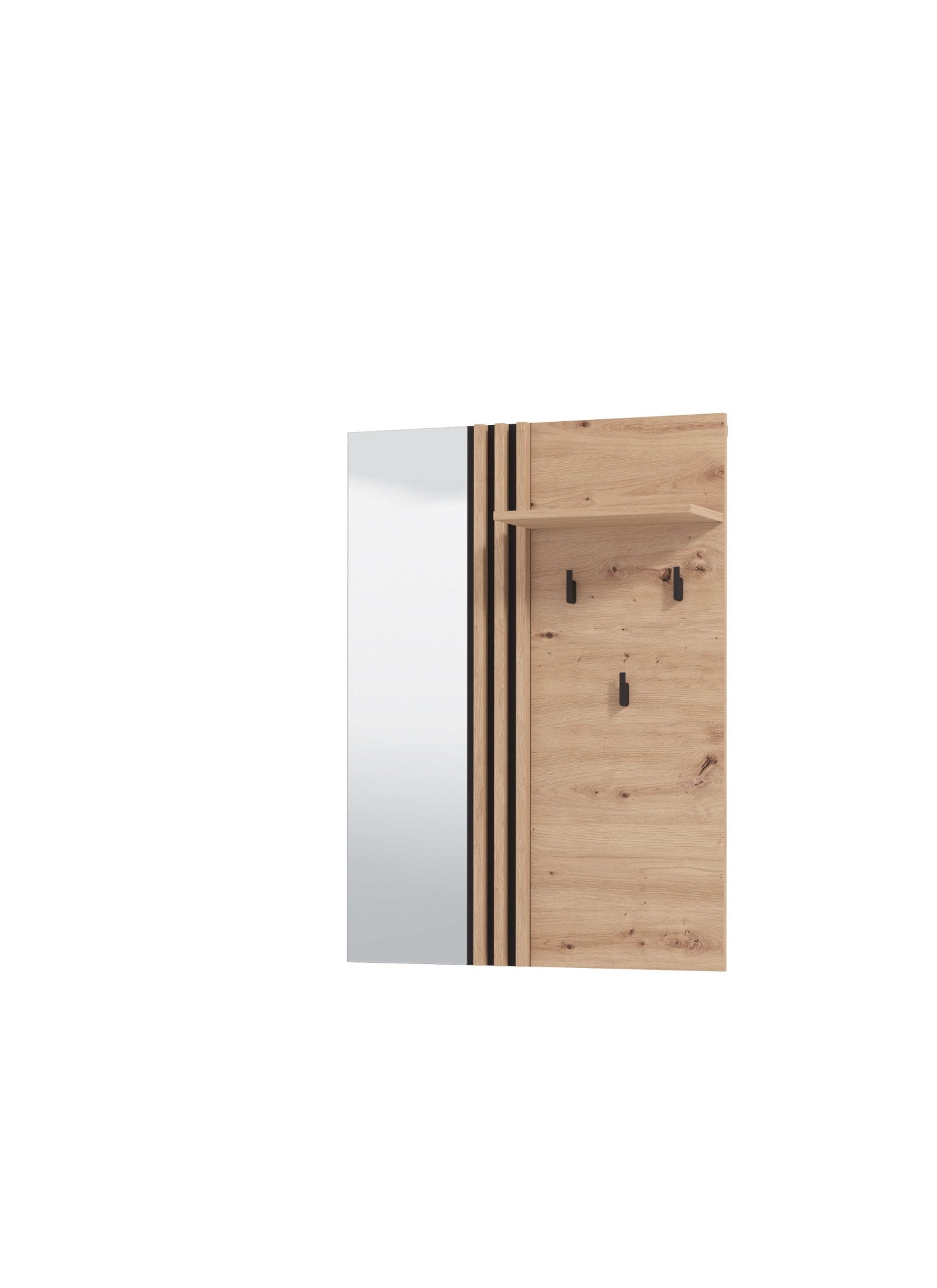Image of Home affaire Garderobenpaneel "LAVAL, Wandregal Wandpaneel, Wandgarderobe praktisch & stillvoll" mit 3 Kleiderhaken, Spiegel und Ablage für Accessoires, Breite 76 cm