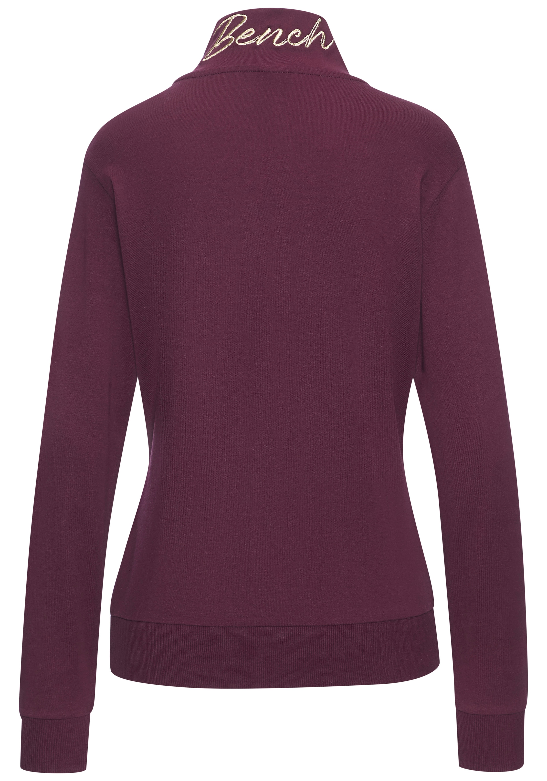 Bench. Loungewear Veste sweat mit glänzender Logostickerei am Stehkragen, Loungeanzug