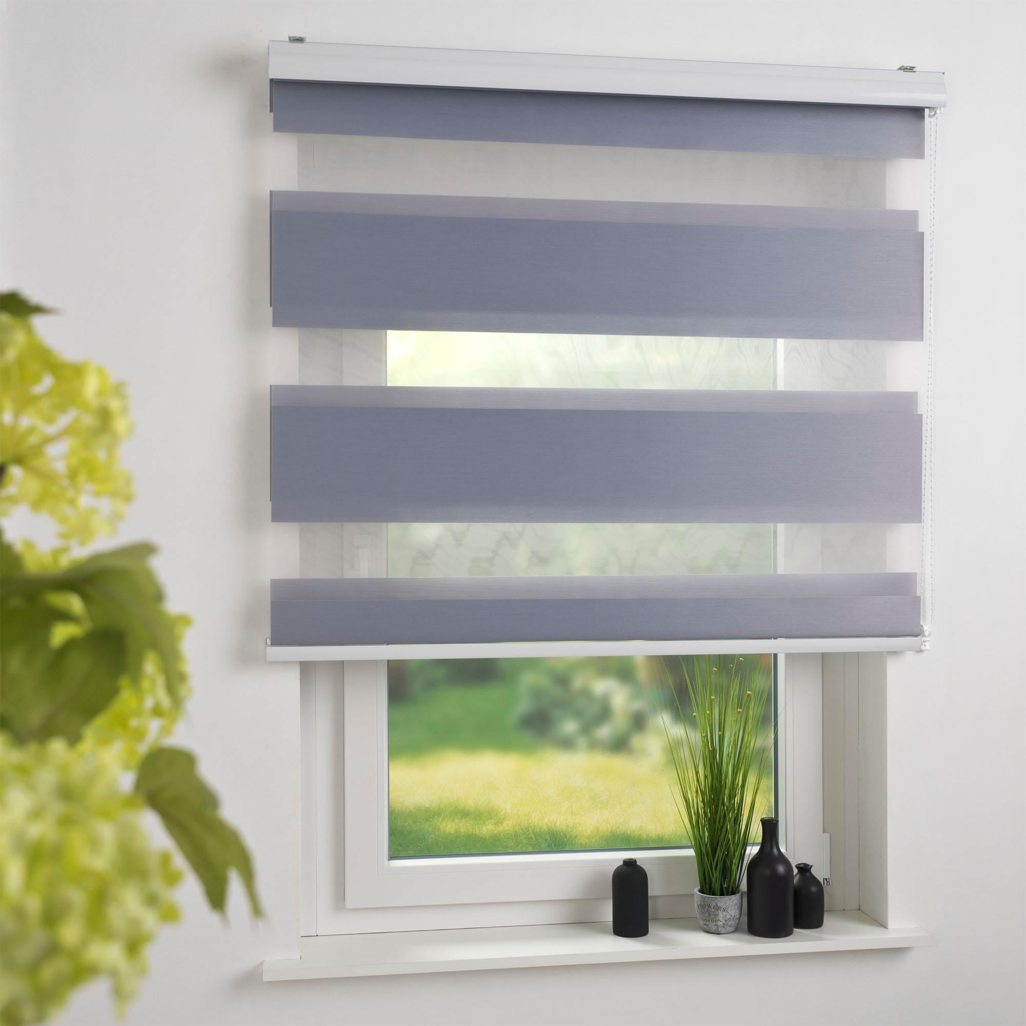 Liedeco Doppelrollo »DUO-Rollo mit 20 cm Streifen«, Lichtschutz, mit Bohren, im Fixmass