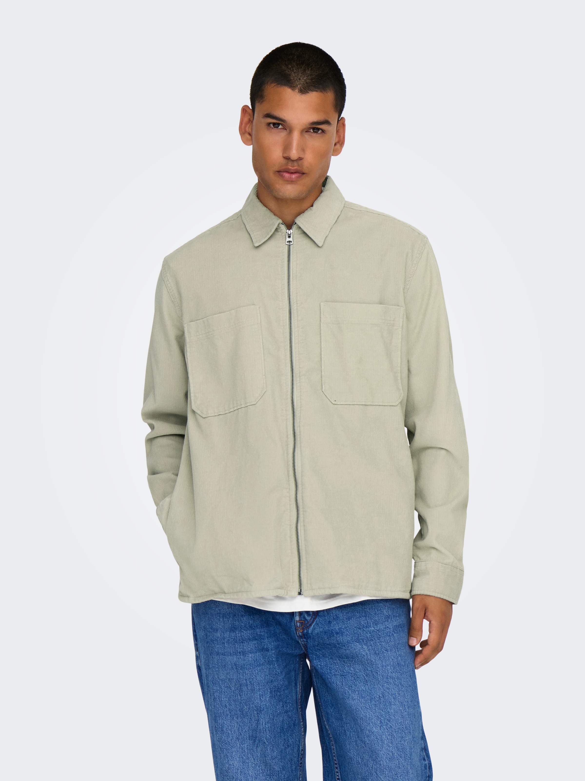 Image of ONLY & SONS Langarmhemd "ONSALP 14W RLX 2PKT WASHD CORD LS ZIP"