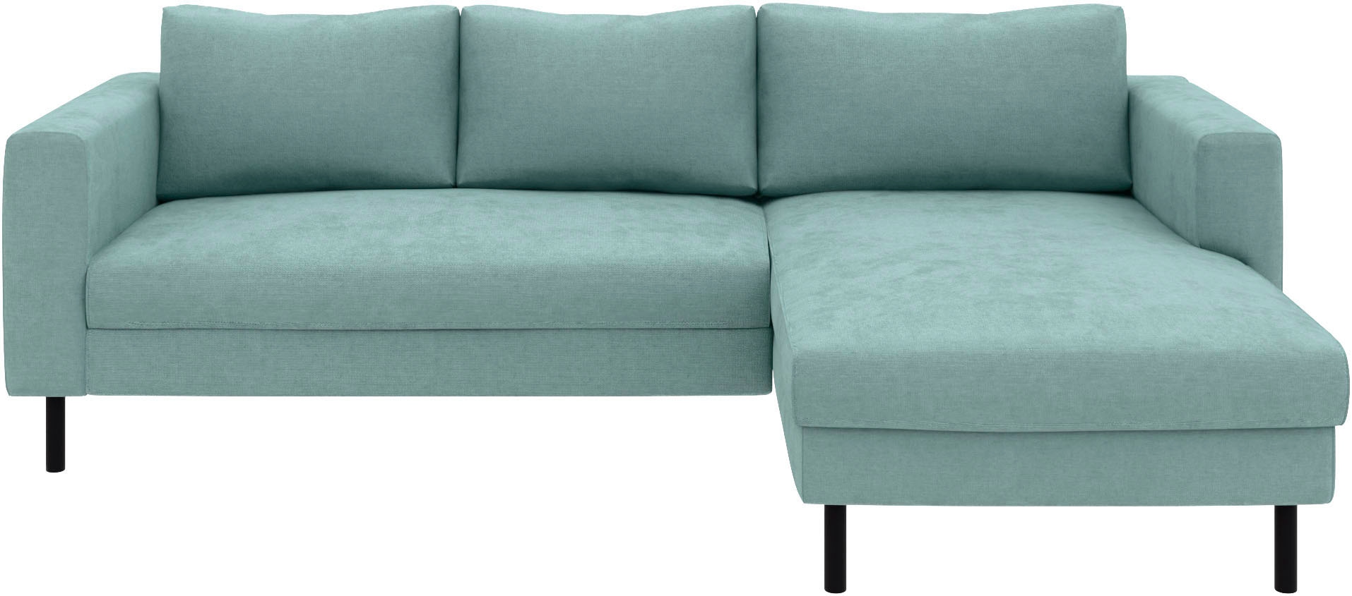TRENDMANUFAKTUR Canapé d'angle »Amazing II, wahlw. mit Schlaffunktion & Bettkasten, Fuss schwarz« Recamiere beidseitig montierbar, L-Form,in Cord o. Struktur, B: 232 cm