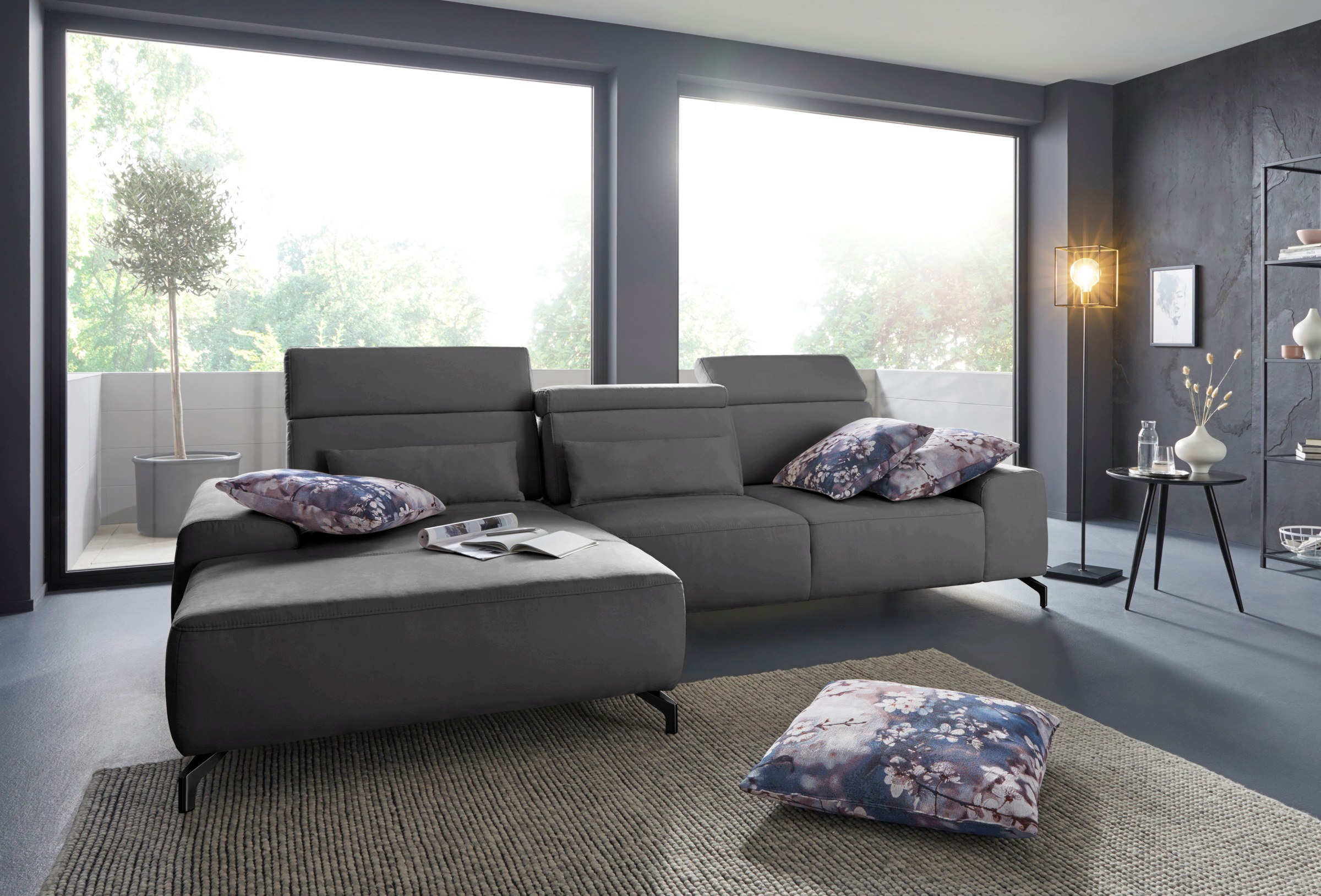sit&more Ecksofa »Gizeh L-Form«, Fusshöhe 12 cm, inklusive Sitztiefenverstellung und Kopfteilverstellung