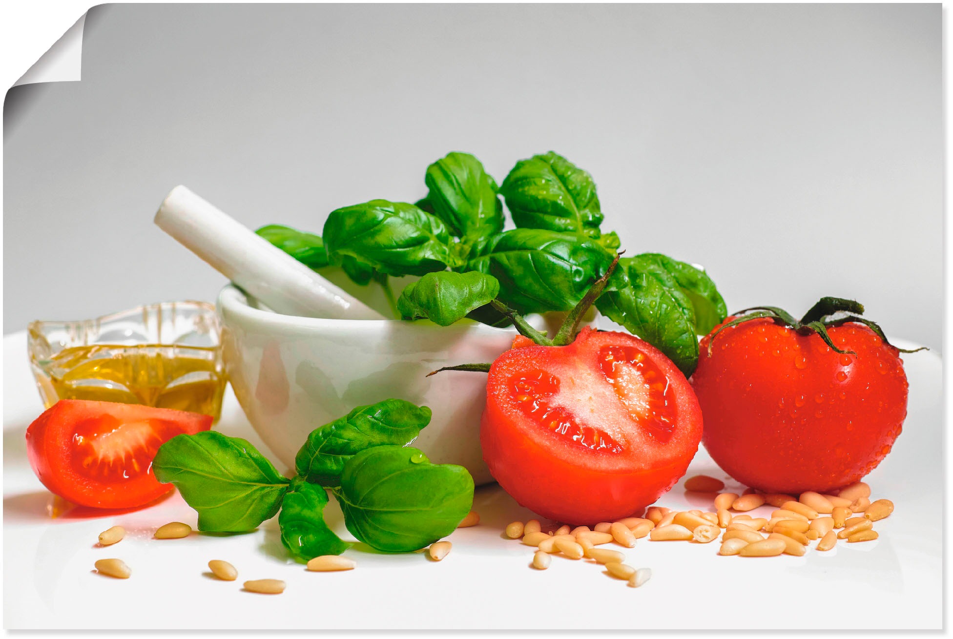 Image of Artland Wandbild »Bereit für Pesto«, Lebensmittel, (1 St.), in vielen Grössen & Produktarten - Alubild / Outdoorbild für den Aussenbereich, Leinwandbild, Poster, Wandaufkleber / Wandtattoo auch für Badezimmer geeignet bei Ackermann Versand Schweiz