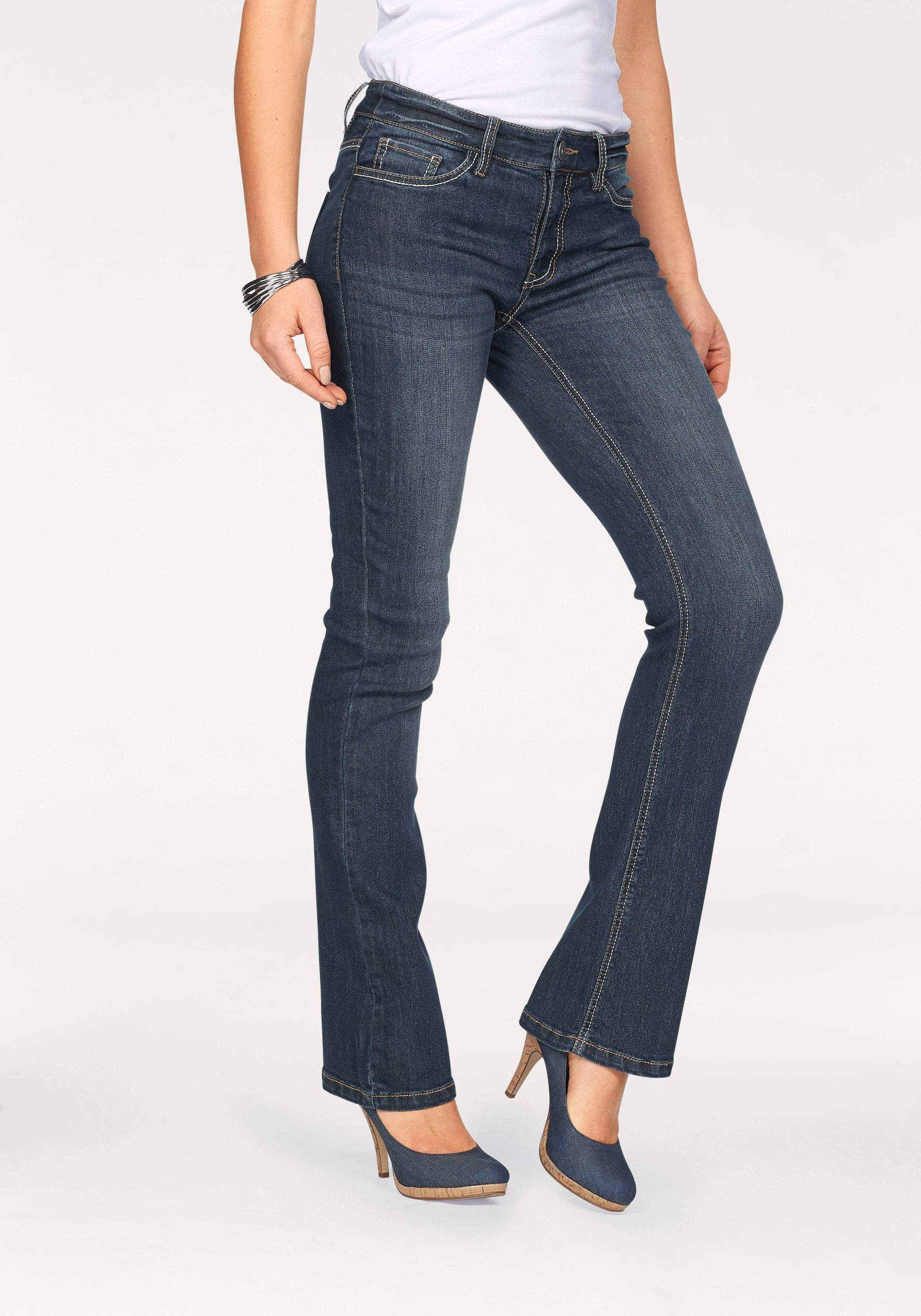 Arizona Bootcut-Jeans »mit Kontrastnähten«, Mid Waist