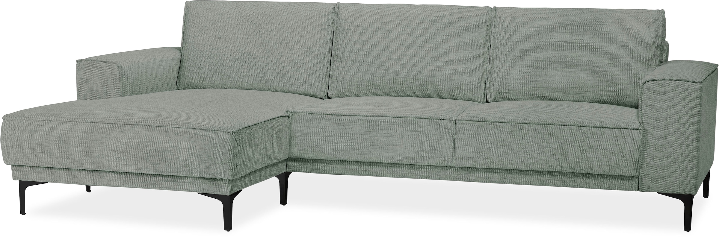 Places of Style Ecksofa »Polsterecke Oland, Struktur, Flachgewebe, Luxus-Microfaser, Boucle«, L-Form, 280 cm, Wellenunterfederung, Skandi-Design, Metallfüsse