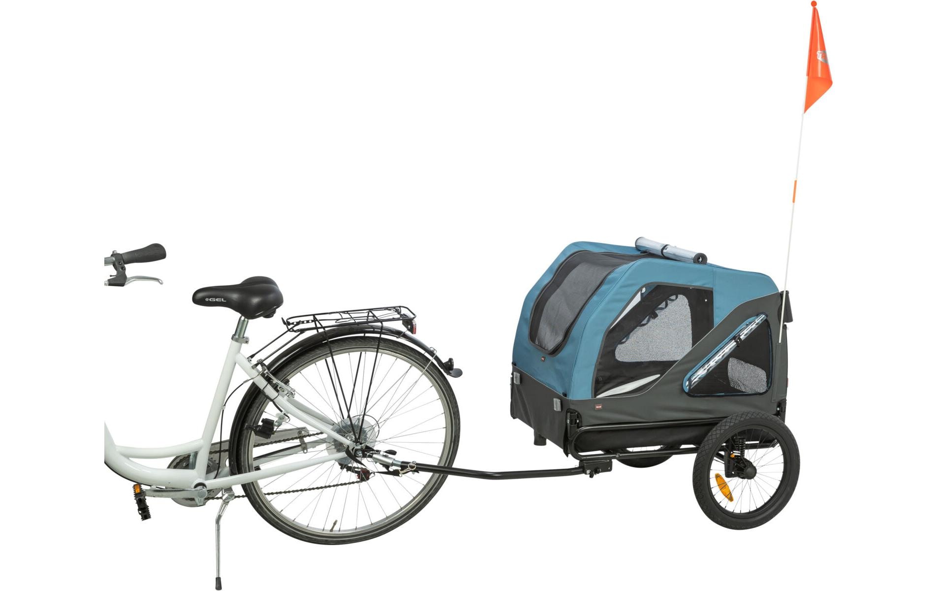 TRIXIE Panier de vélo pour animaux »Fahrradanhänger Blau-Grau, 81 x 102 x 102/145 cm«