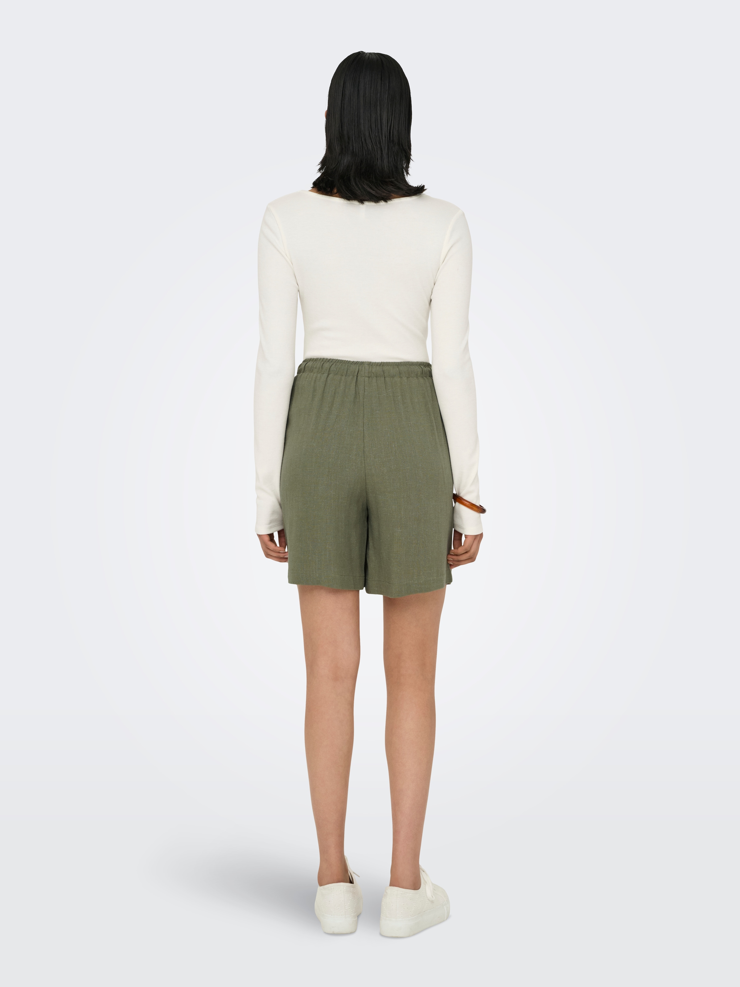 ONLY Shorts »ONLSIESTA MW PULL-UP LINEN BL SHORTS OS«, mit Leinen