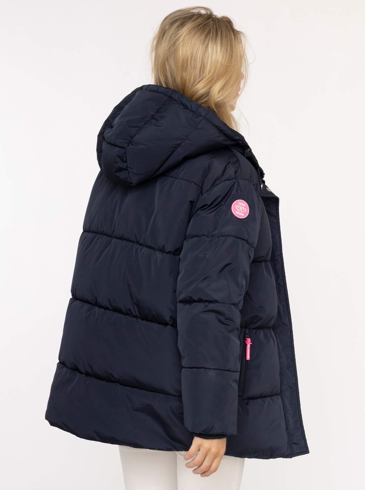Zwillingsherz Veste matelassée »„Love More“« capuche avec cordon de serrage, fermeture éclair dissimulée, détails discrets