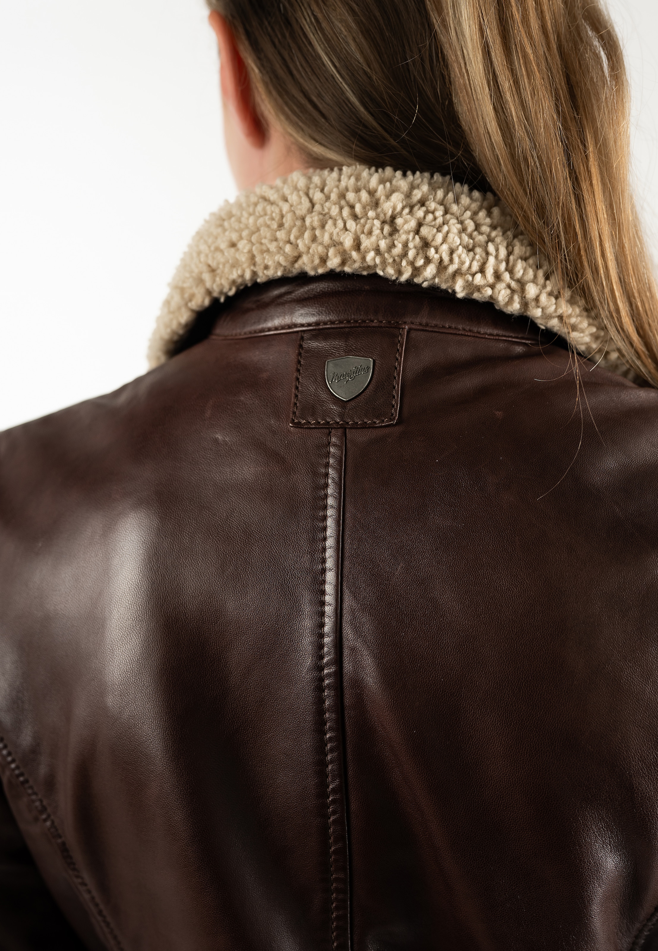 Mauritius Veste en cuir »MWElira« mit Teddyfellkragen