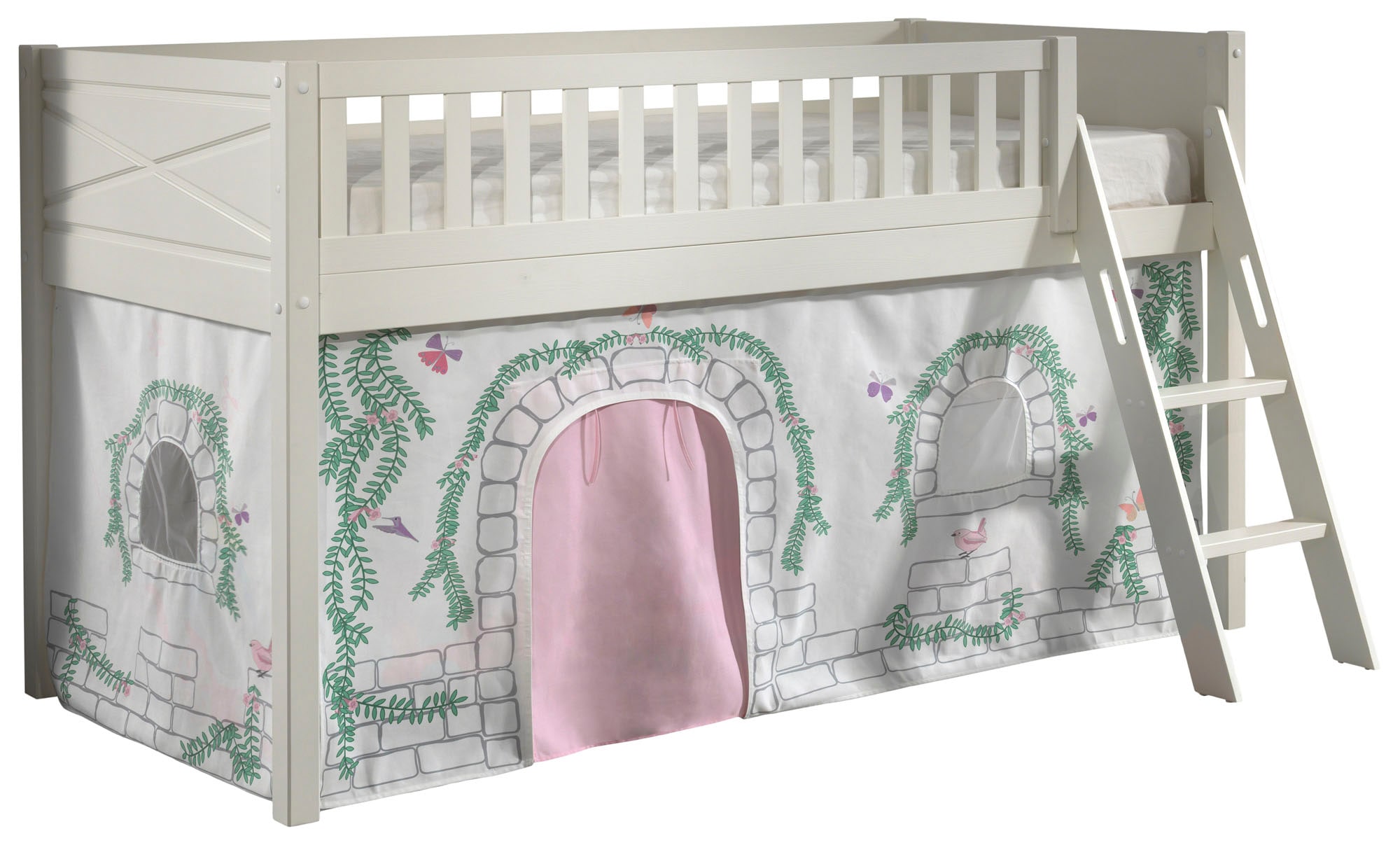 Vipack Hochbett »Scott« Made in Europe,  mit schräger Leiter, LF 90x200 cm, Vorhang, Tunnel, 4 Designs