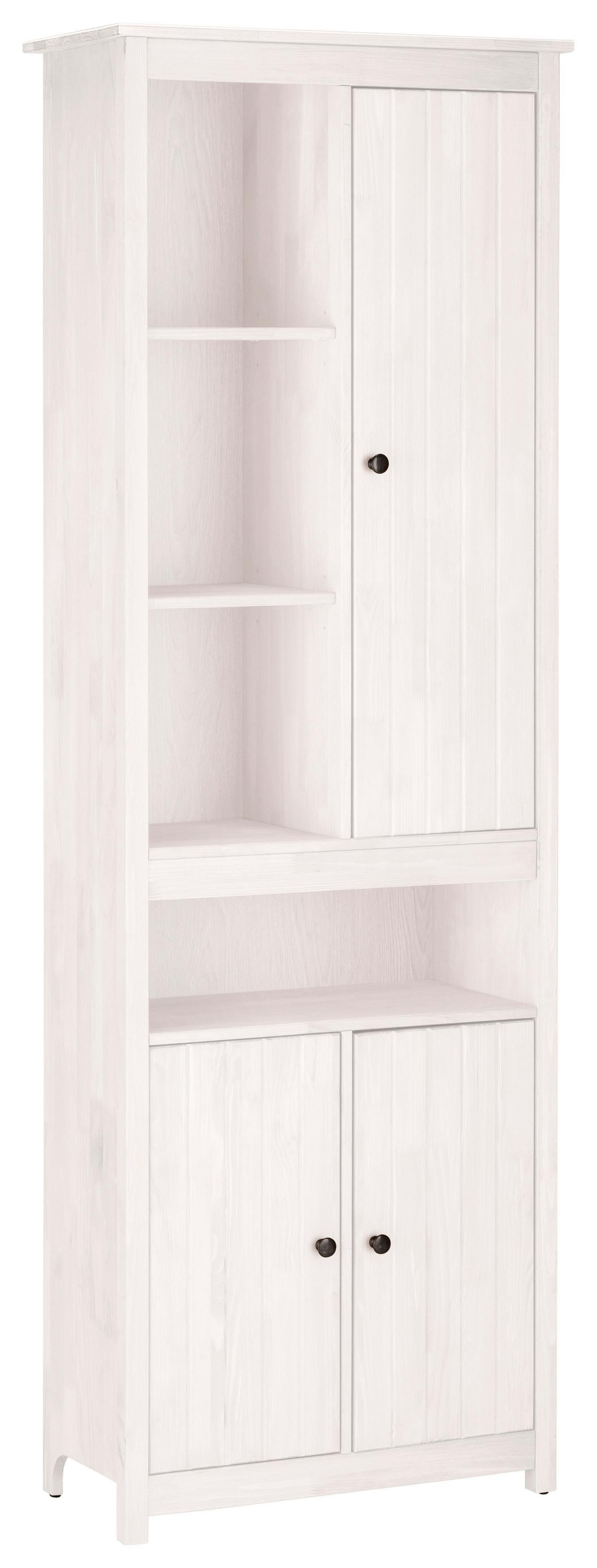 Image of Home affaire Hochschrank »Westa«, Breite 62 cm, Badezimmerschrank aus Massivholz, Kiefernholz, Metallgriffe, 4 offene Fächer, 3 Türen bei Ackermann Versand Schweiz