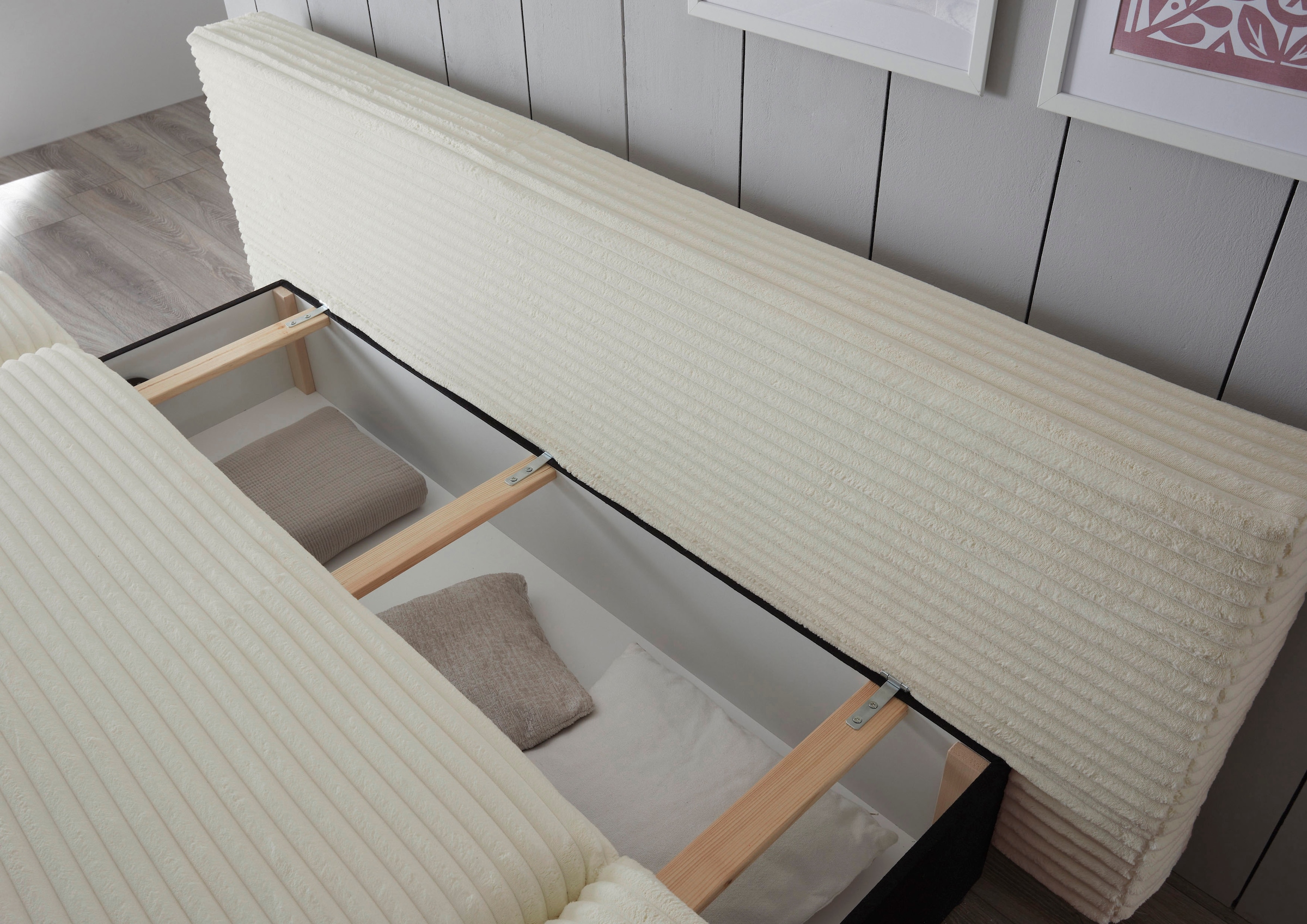 ED EXCITING DESIGN Schlafsofa »Sunny« mit Bettkasten, Armteilverstellung & 2 Rückenkissen