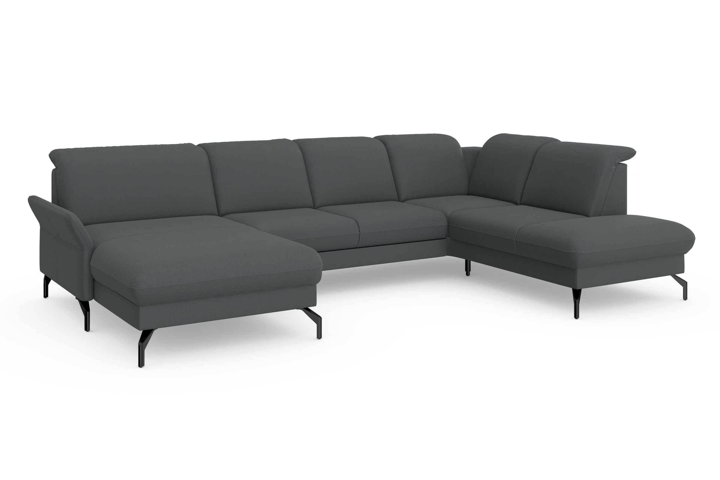 sit&more Wohnlandschaft »Fashion U-Form« wahlweise mit Kopfteilverstellung, Vorziehsitz, motorisch, Metallfüsse