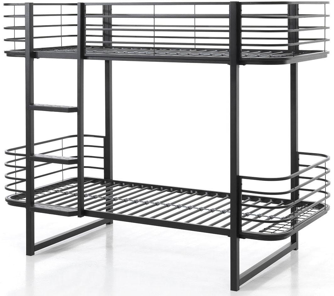 Vipack Lit superposé »Oscar, Metallbett mit 2 Liegeflächen 90/200, stabil und standfest« L/H/P env. 205x166x99 cm, laqué poudre, disponible en 2 couleurs,  avec sommier métallique, protection anti-chute, échelle, têtes et pieds arrondis