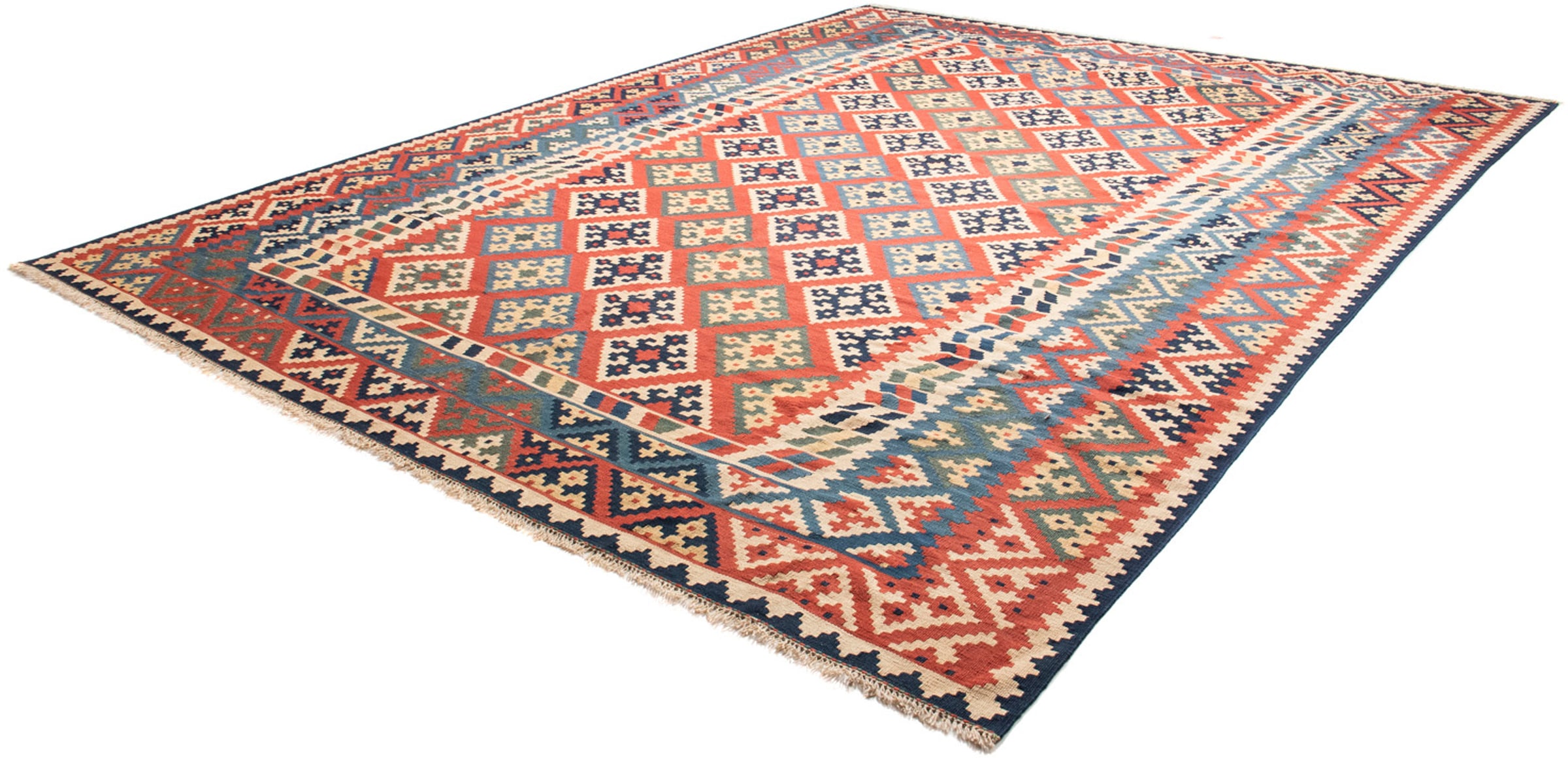 Wollteppich »Kelim - Oriental - 404 x 302 cm - rot«, rechteckig, 6 mm Höhe,...