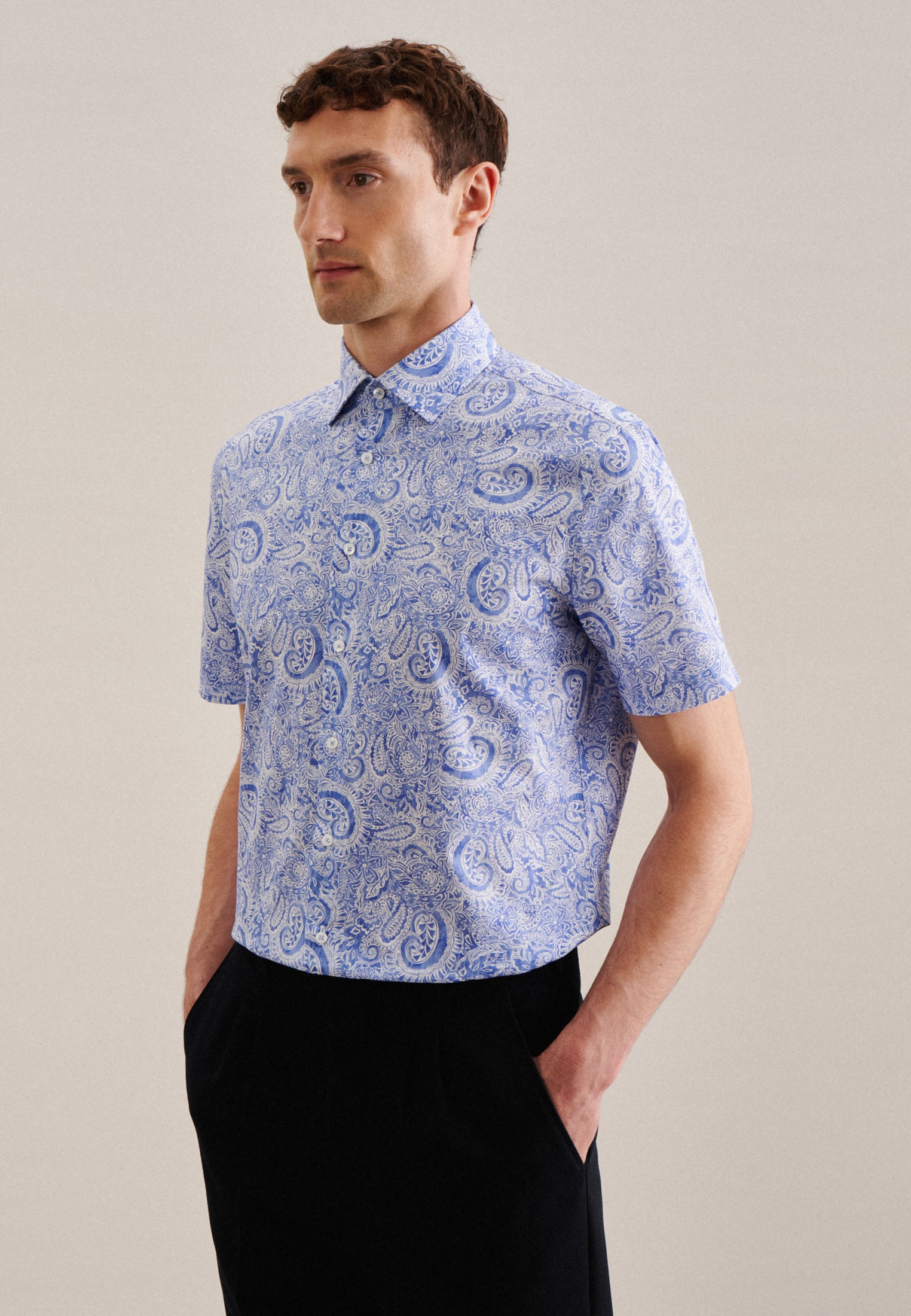 Image of seidensticker Businesshemd "Shaped" Shaped 1/2 Kentkragen Paisley
