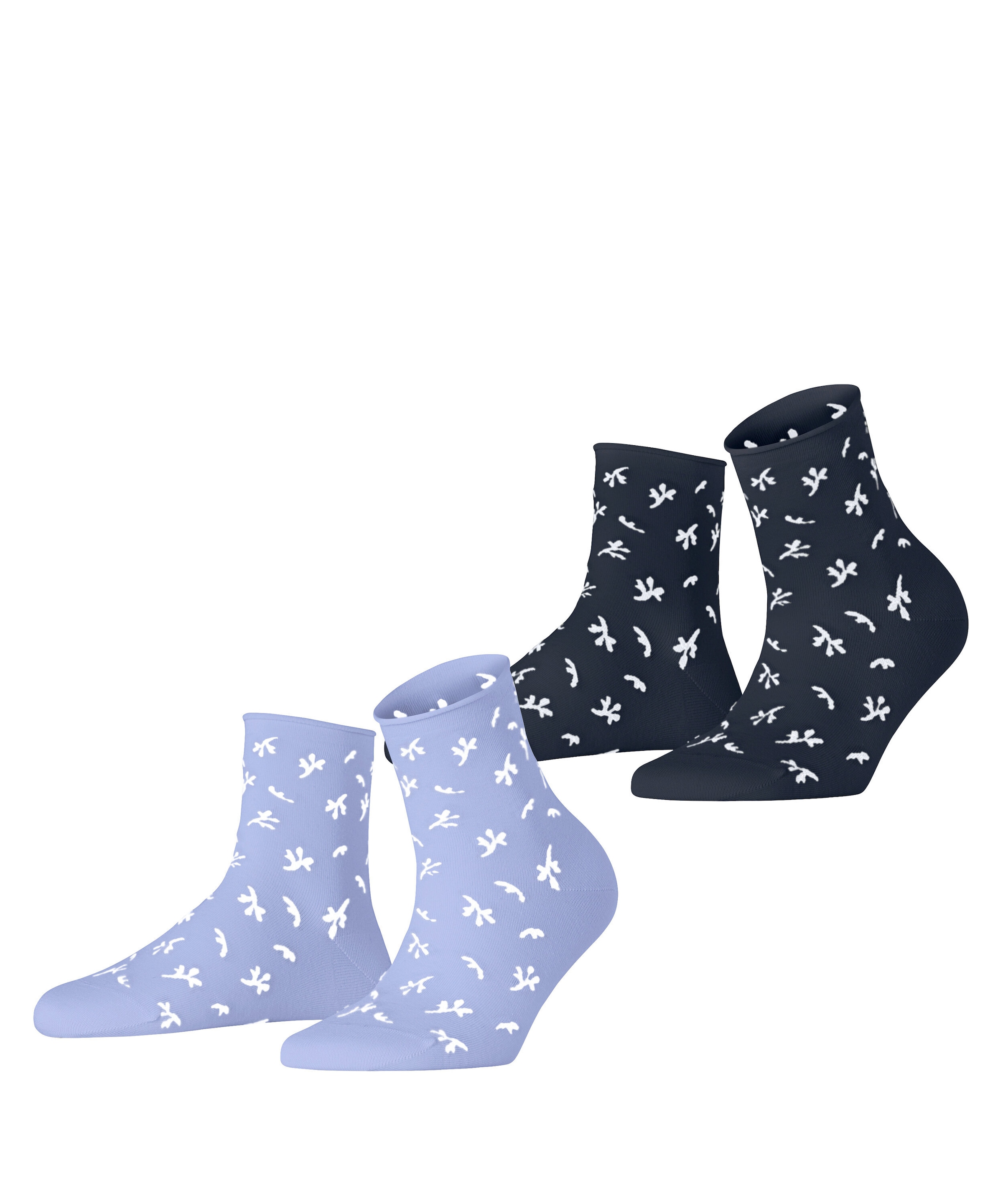 Esprit Chaussettes courtes »Twig« 2 paires,  Avec petit bord roulé, motif floral