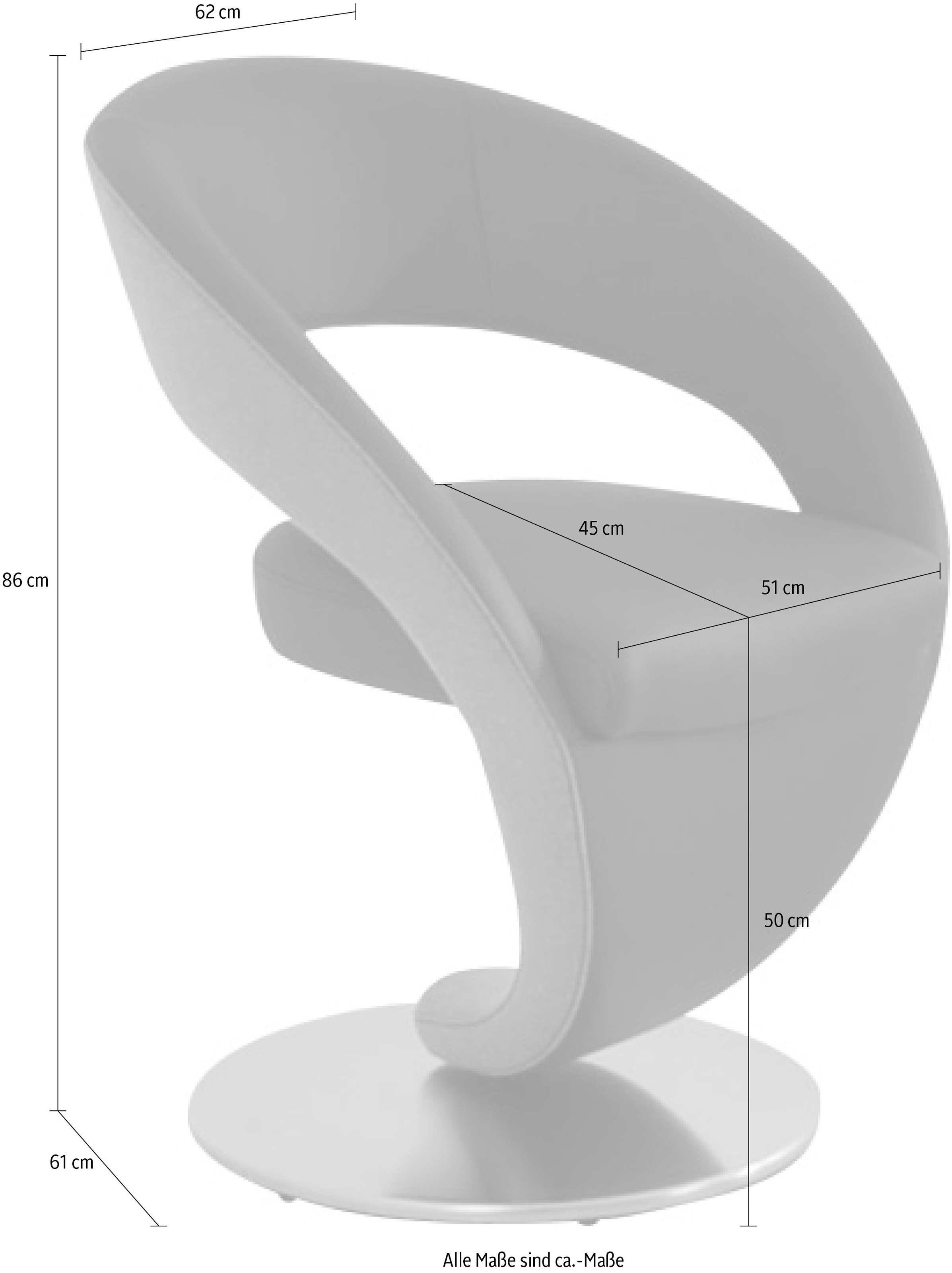 K+W Komfort & Wohnen Chaise de salle à manger »Wave, Drehstuhl« () Fauteuil pivotant design, plateau tournant en métal aspect inox, combinaison de couleurs