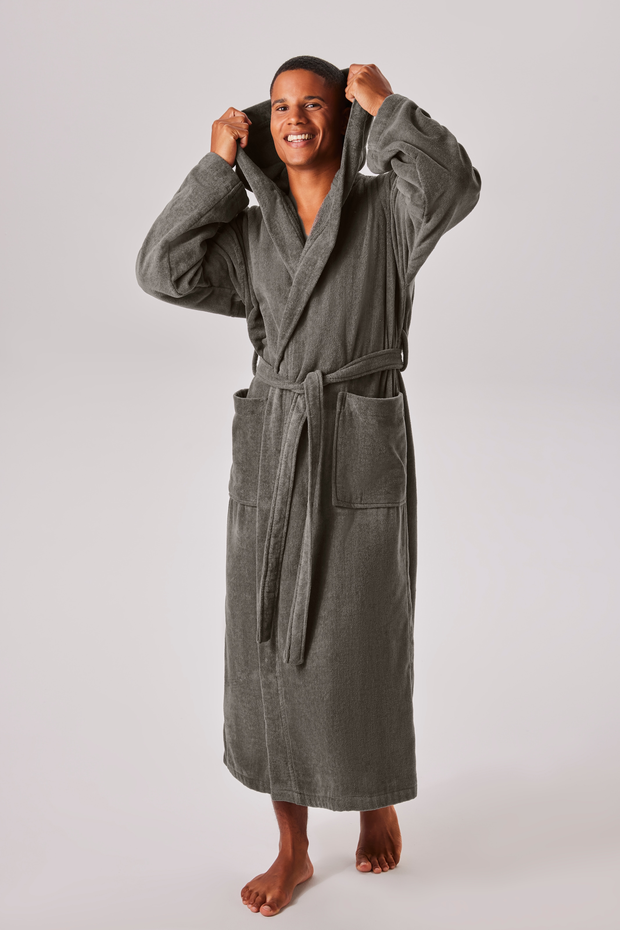 my home Peignoir de bain unisexe »Regona, Hotelbademantel, Morgenmantel, Standardlänge & Überlänge« 1 cuis Damen & Herren, mit Taschen, flauschig, weich, Velours, Sauna & Spa