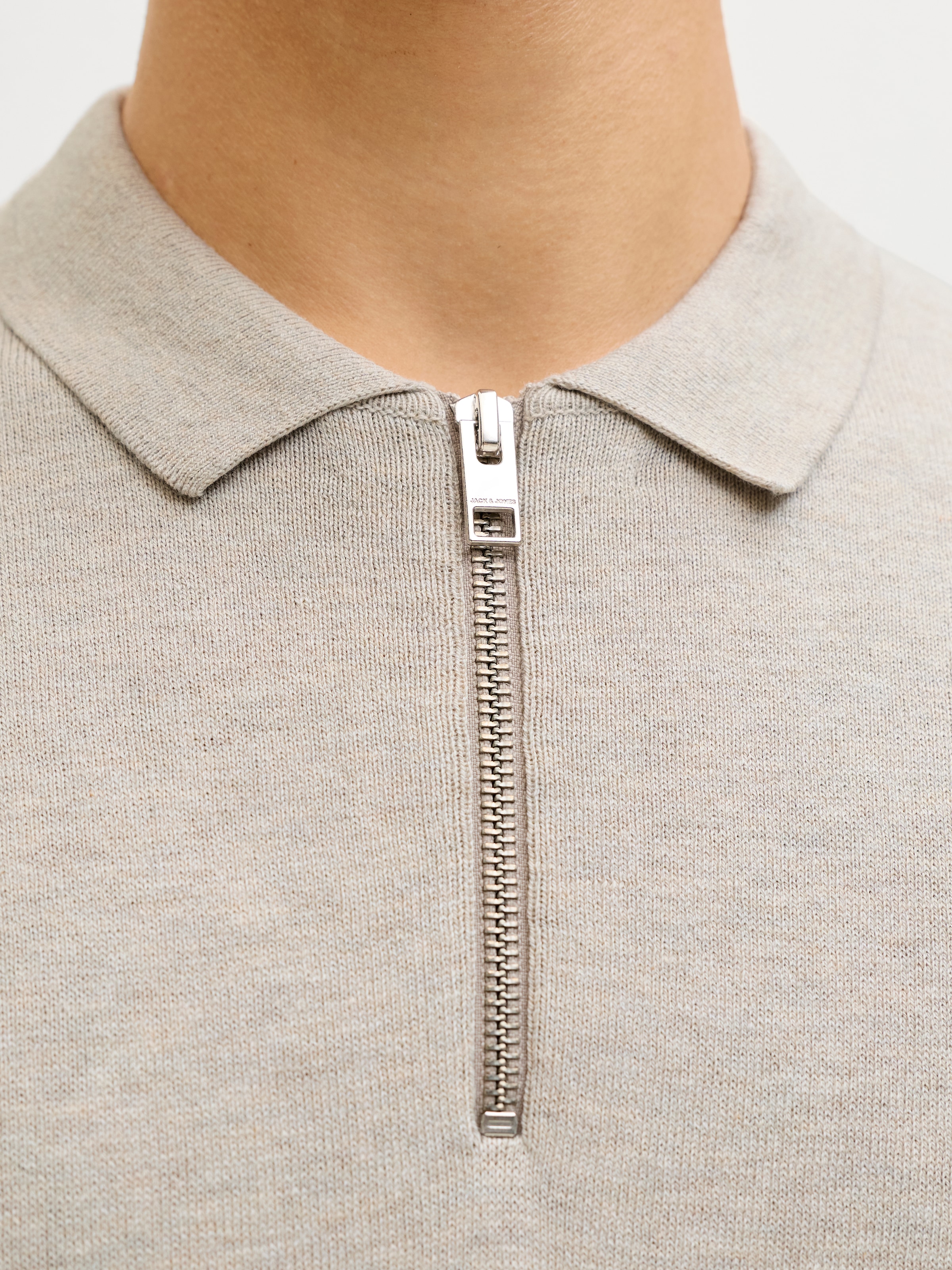 Jack & Jones Pull à manches courtes »JJEEMIL KNIT ZIP POLO SS SN« avec fermeture éclair courte