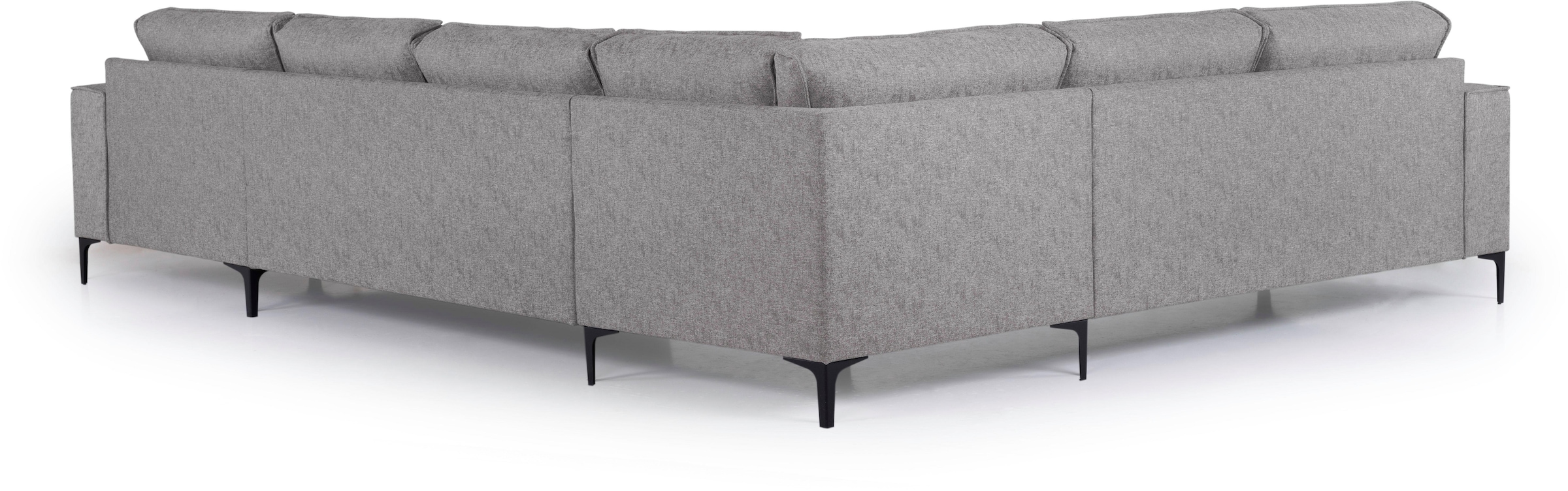 Places of Style Wohnlandschaft »XXL Sofa Oland, Struktur, Flachgewebe, Luxus-Microfaser, Boucle«, U-Form, 342 cm, Wellenunterfederung, Skandi-Design, Metallfüsse