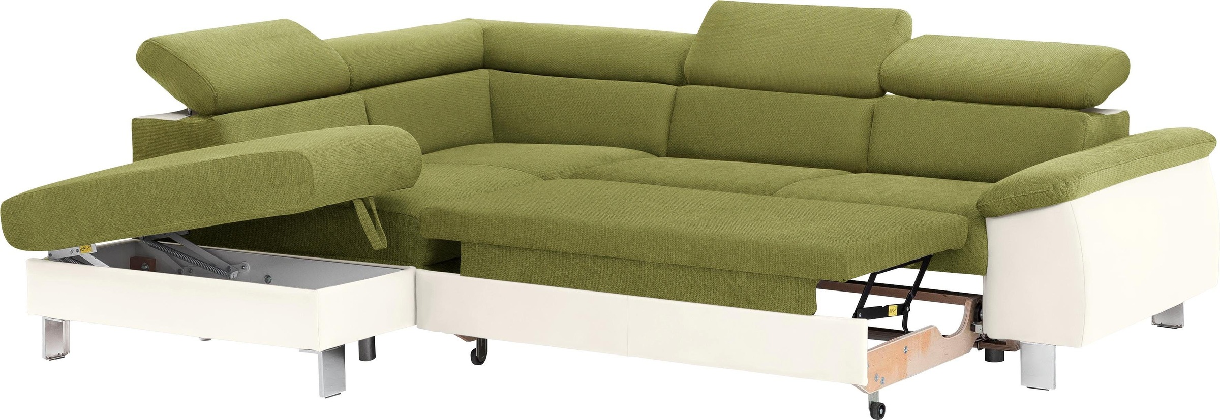 COTTA Ecksofa »Komaris L-Form mit Kopfteilverstellung«, wahlweise mit Bettfunktion, Bettkasten & Beleuchtung
