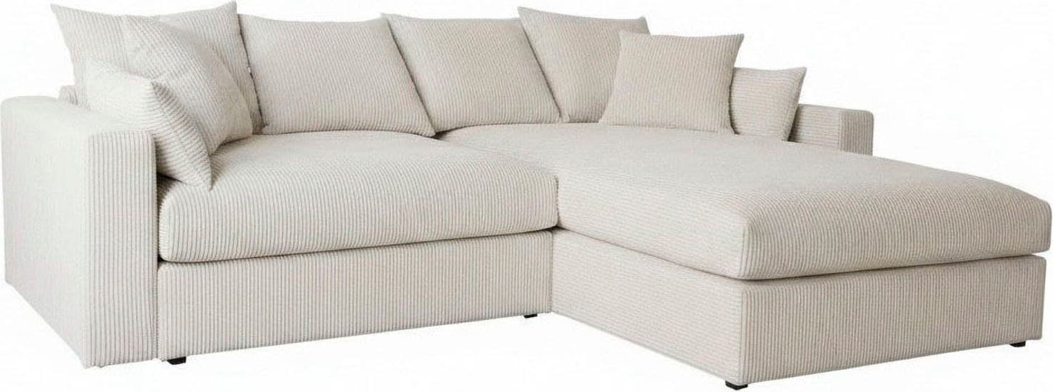 GOODproduct Canapé d'angle »Cosy Lounge L-Form, Breite 268 cm« méga canapé recouvert de velours côtelé, avec ressorts et 5 coussins décoratifs