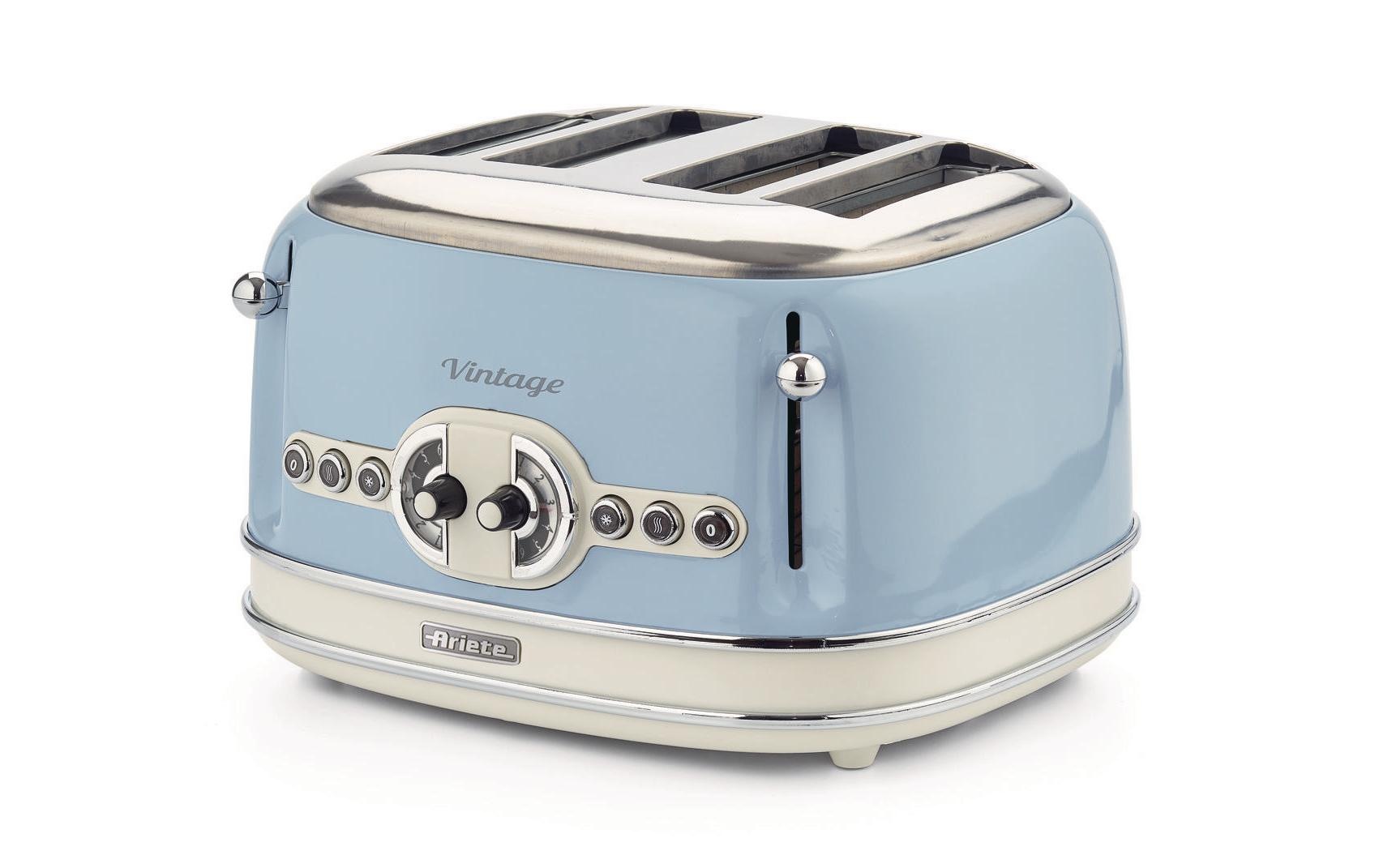Ariete Toaster »Vintage 4 Schlitze, Blau«, für 4 Scheiben, 1630 W, Lieferung mit passendem CH-Fixadapter