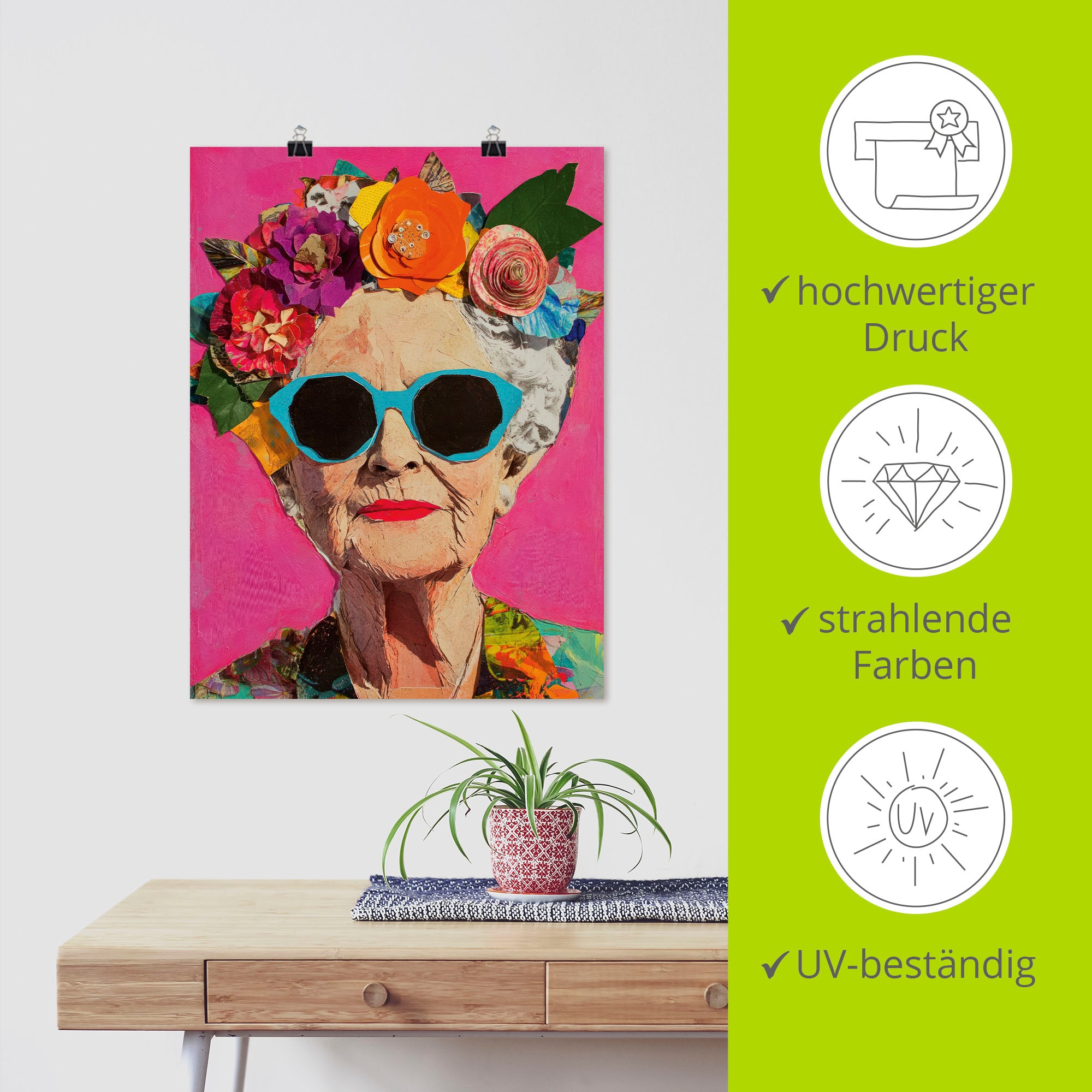Artland Wandbild »Wild und fabelhaft, Frau mit Blumenkranz« Bilder von Frauen 1 Stk. tlg. als Alubild, Leinwandbild, Poster, Wandaufkleber in verschied. Grössen