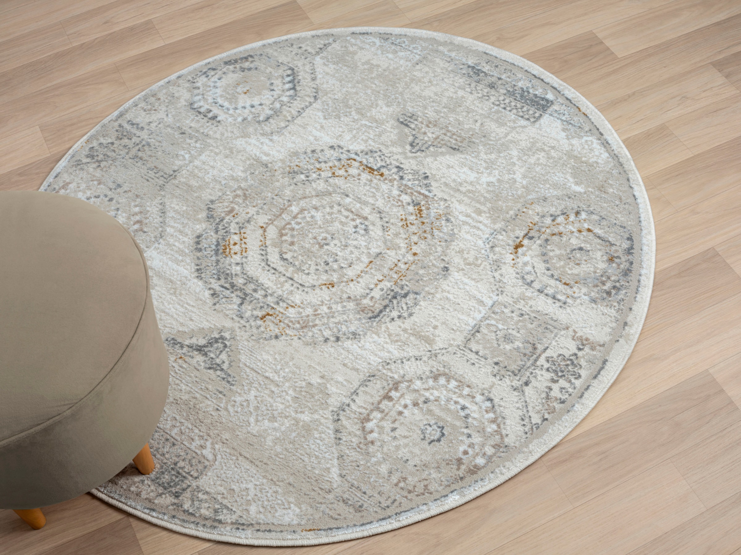 Myflair Möbel & Accessoires Teppich »My Kazak«, rund, 10 mm Höhe, Kurzflor, Retro-Style, besonders weich durch Microfaser