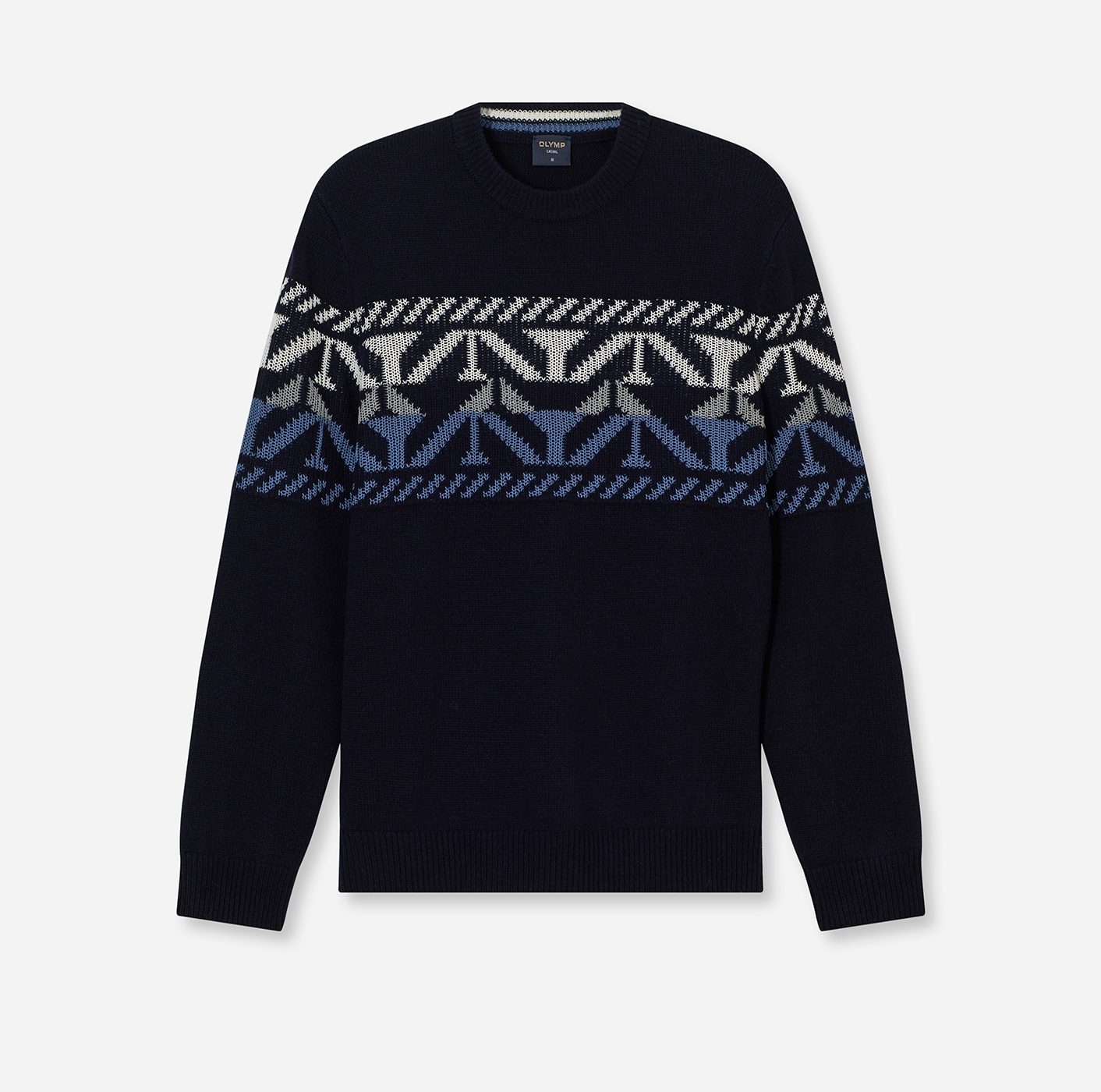 OLYMP Rundhalspullover »Jaquard« gemustert, Strick, regular fit, Rundhals