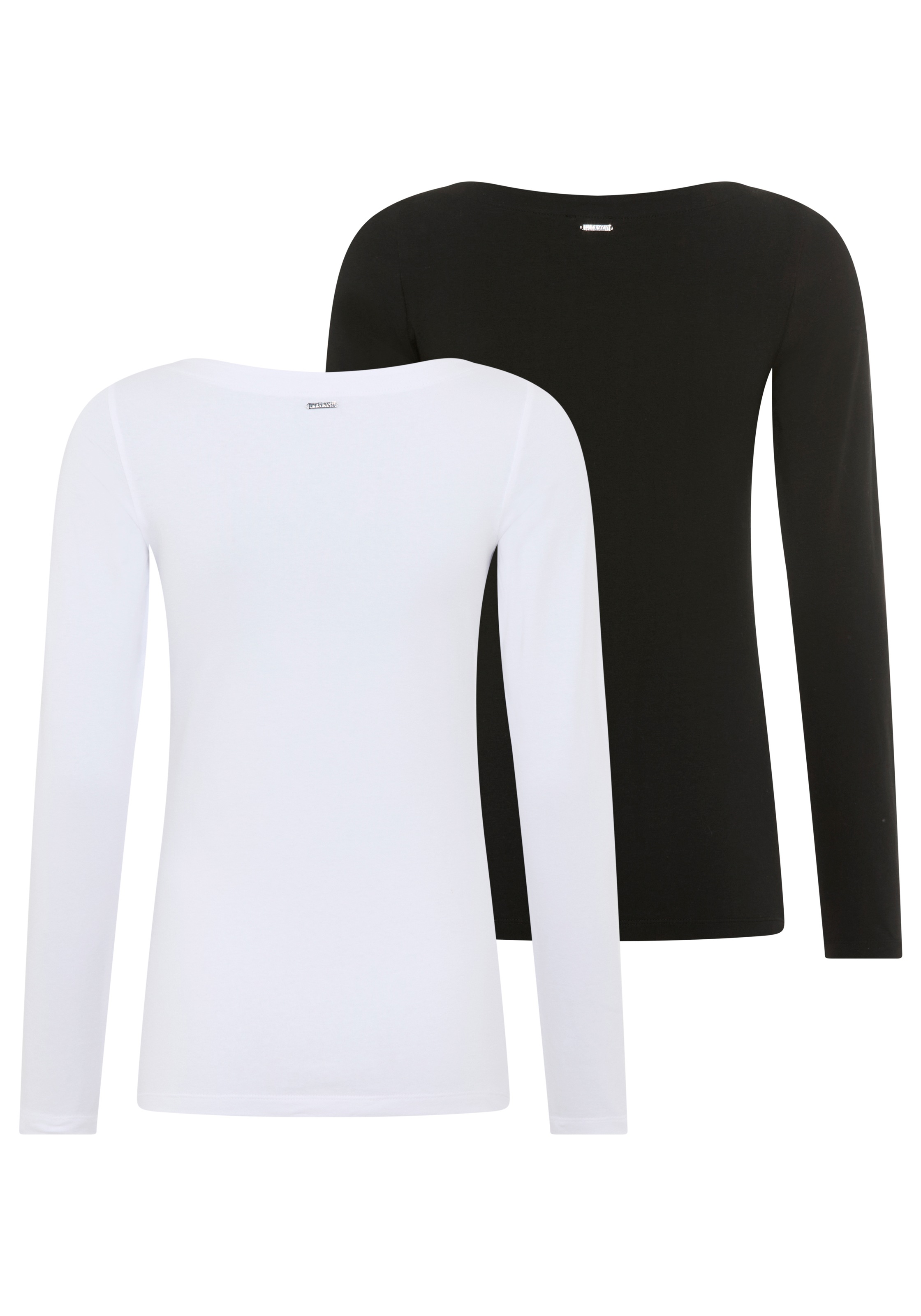 Laura Scott T-shirt à manches longues Paquet, 2er-Pack,  figurbetonte Passform, hüftbedeckende Länge, U-Boot-Ausschnitt