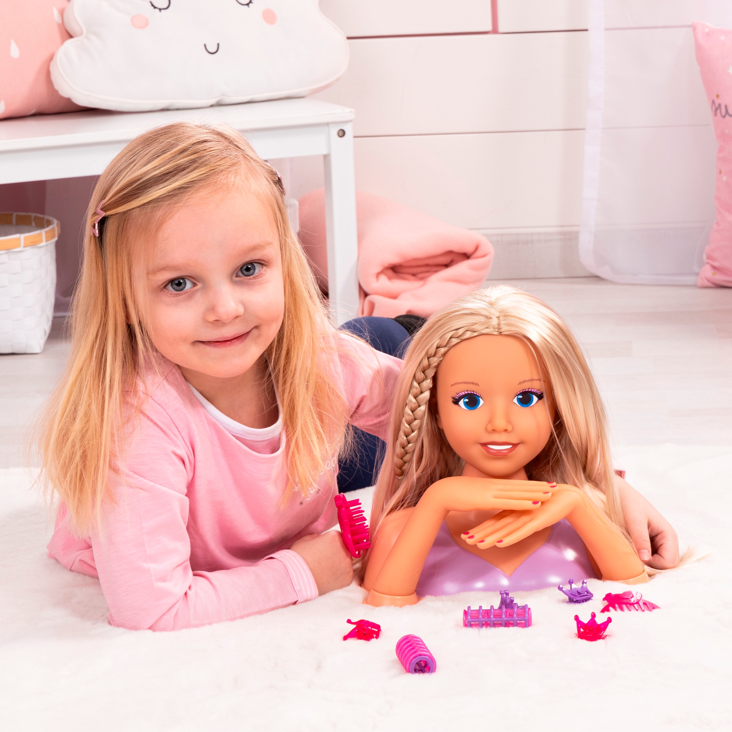 Bayer Frisier- & Schminkkopf »Frisierkopf mit Kosmetik« mit Kosmetik und beweglichen Händen