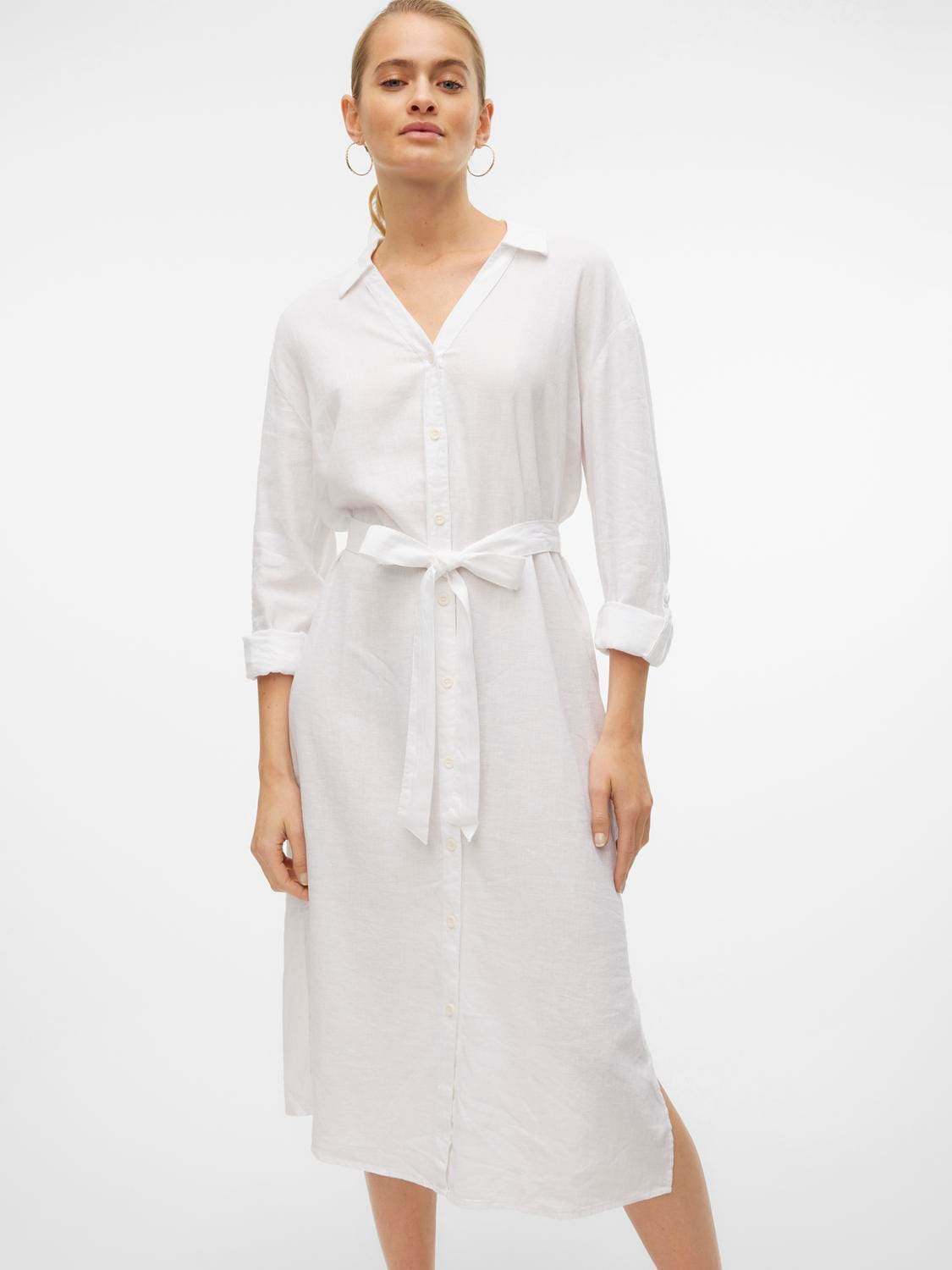 Vero Moda Hemdblusenkleid »VMLINN LOOSE CALF SHIRT WVN NOOS«, Sommerkleid