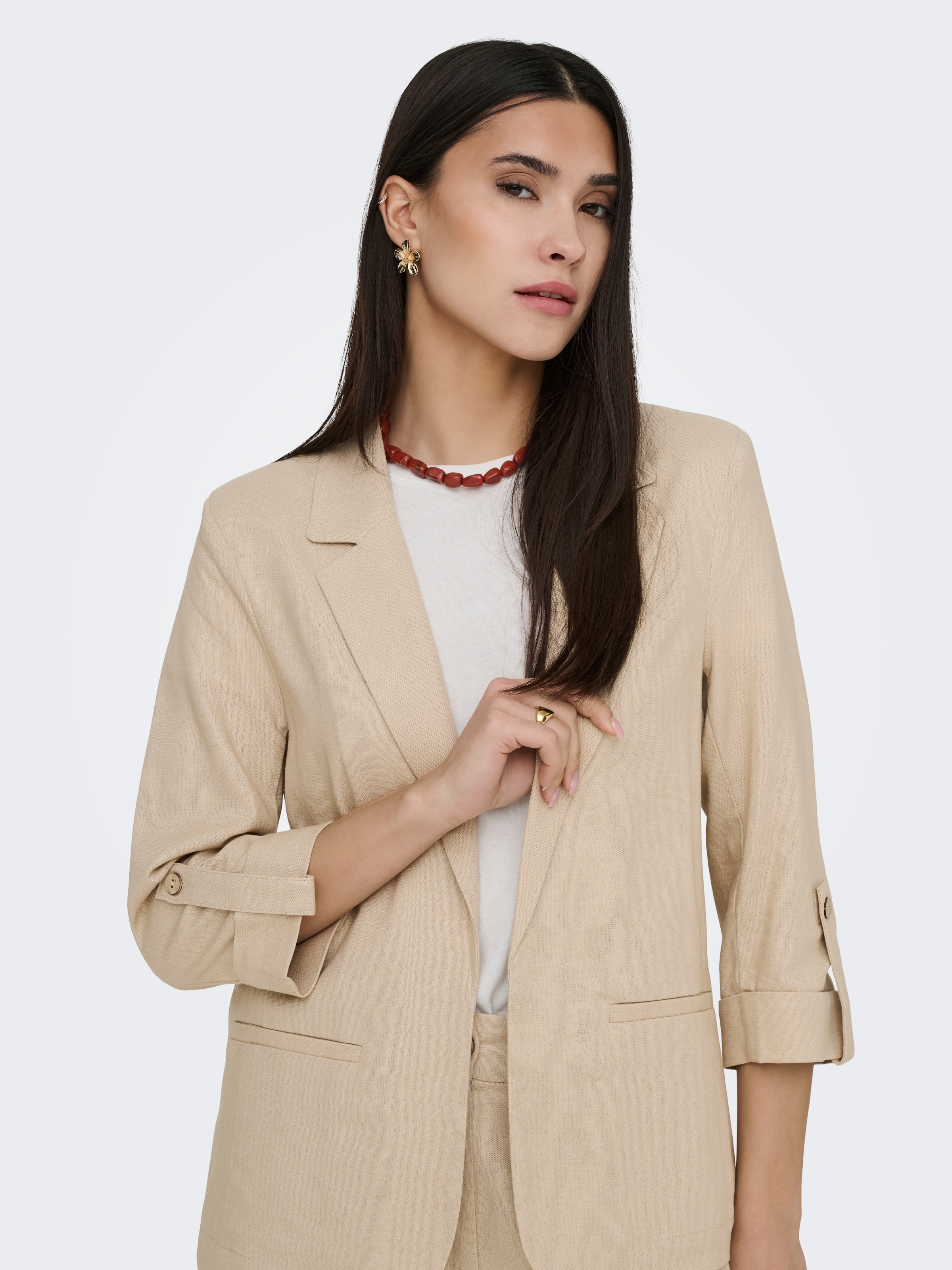 ONLY Blazer court »ONLGOA 3/4 UNLINE LINEN BL BLAZER CC TLR« avec lin